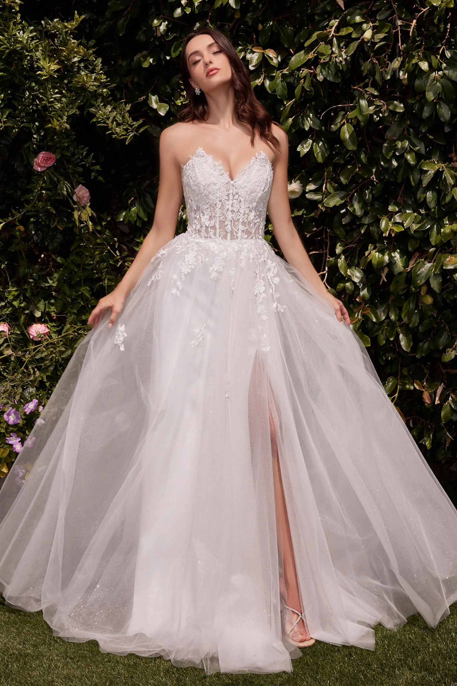 CINDERELLA DIVINE C148W Strapless A-Line Lace & Tulle Wedding Dress sold by The Gown Galleria