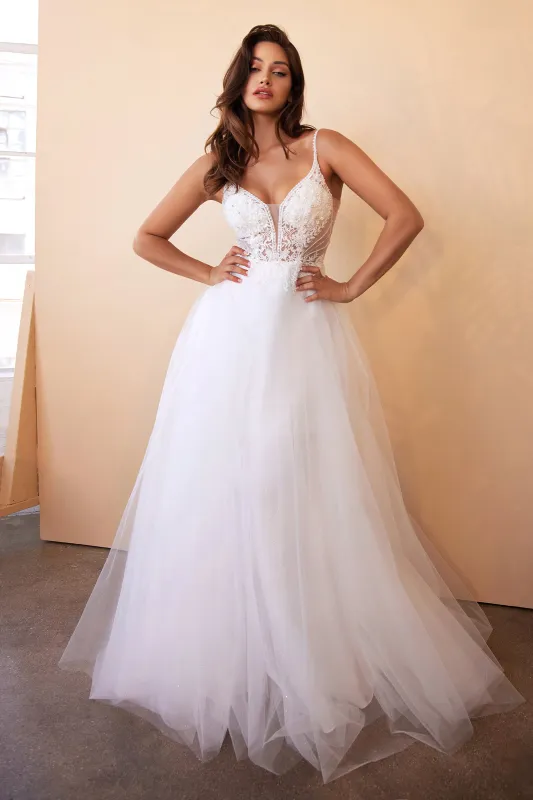 CINDERELLA DIVINE CD0195W A-Line Embellished Lace Tulle Bridal Gown sold by The Gown Galleria