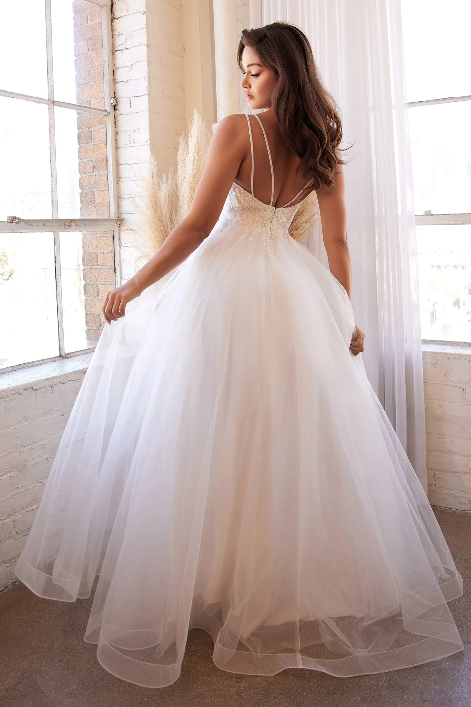 CINDERELLA DIVINE CD0154W White Beaded A-Line Layered Tulle Dress sold by The Gown Galleria product image thumbnail 2
