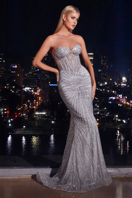 CINDERELLA DIVINE J871 Fitted Strapless Mermaid Gown sold by The Gown Galleria