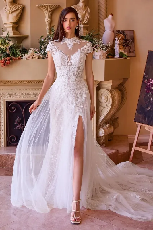 ANDREA & LEO WL035 Lace & Tulle Short Sleeve Wedding Gown sold by The Gown Galleria