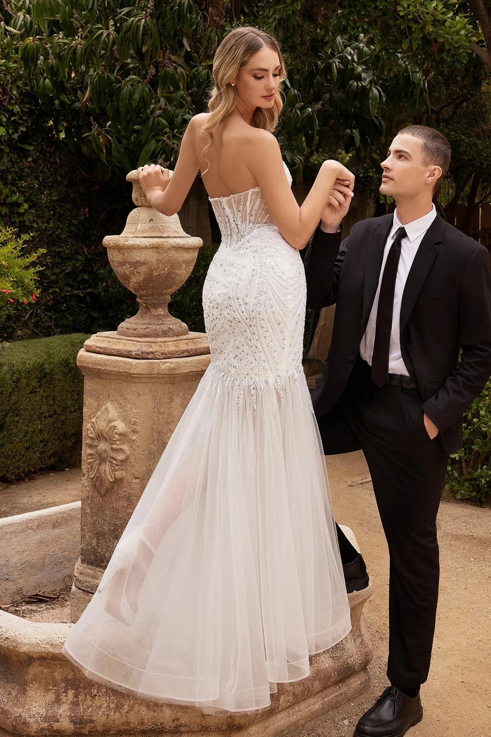 CINDERELLA DIVINE CD0215W Beaded Mermaid Wedding Gown sold by The Gown Galleria product image thumbnail 2