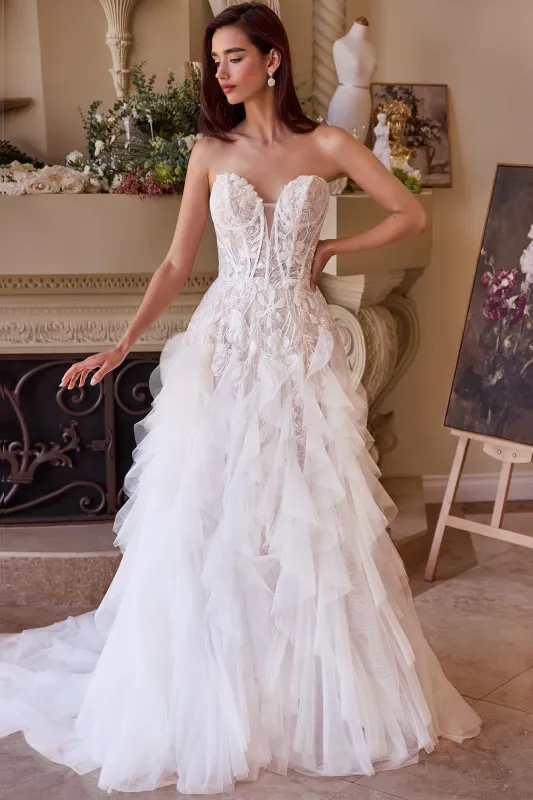 ANDREA & LEO WL016 Strapless Drop Waist Cascading Wedding Dress sold by The Gown Galleria