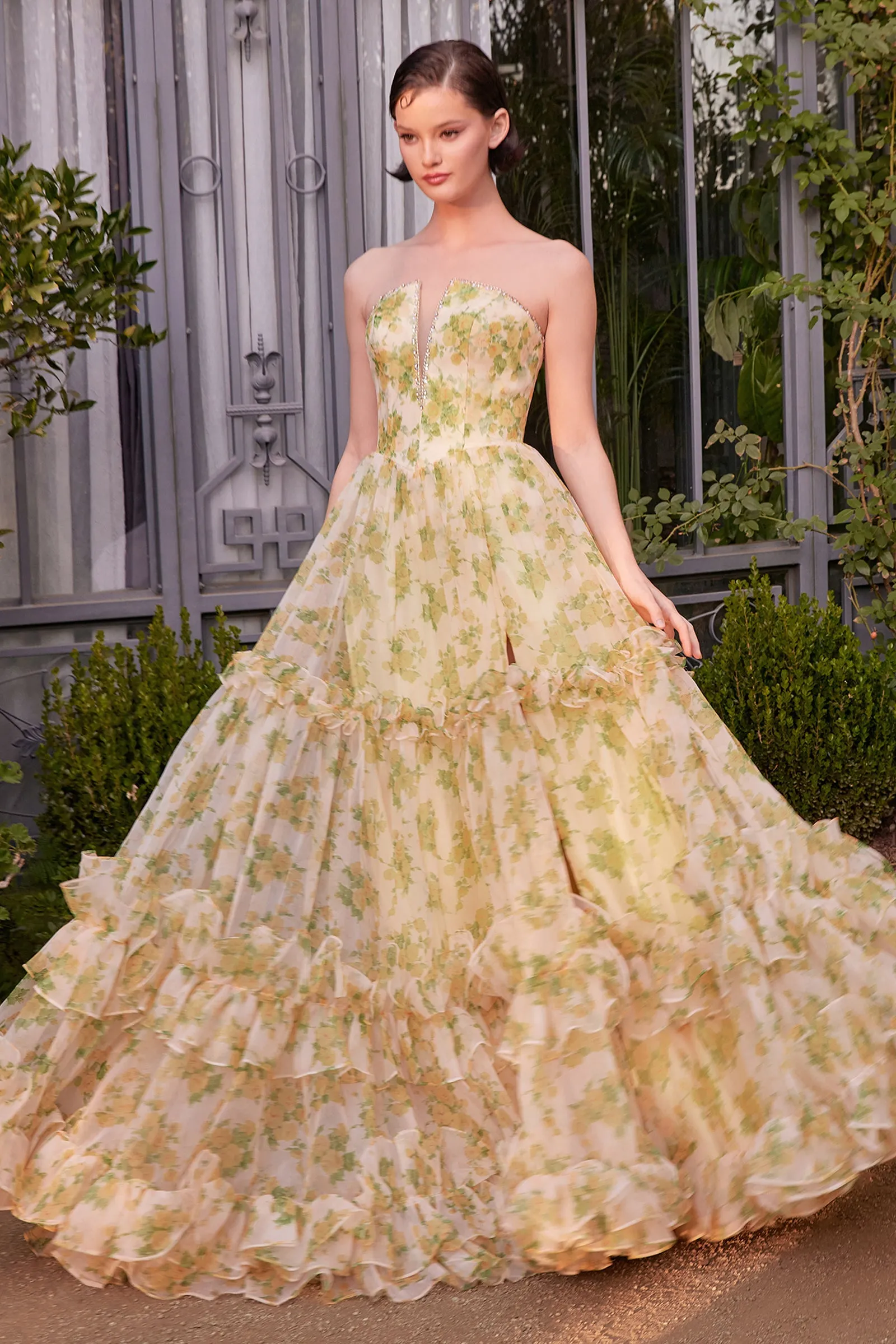 ANDREA & LEO A1430 Strapless Floral Printed Ball Gown sold by The Gown Galleria product image thumbnail 4