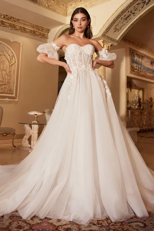 CINDERELLA DIVINE A1103W Strapless Layered Tulle Corset Bridal Gown sold by The Gown Galleria