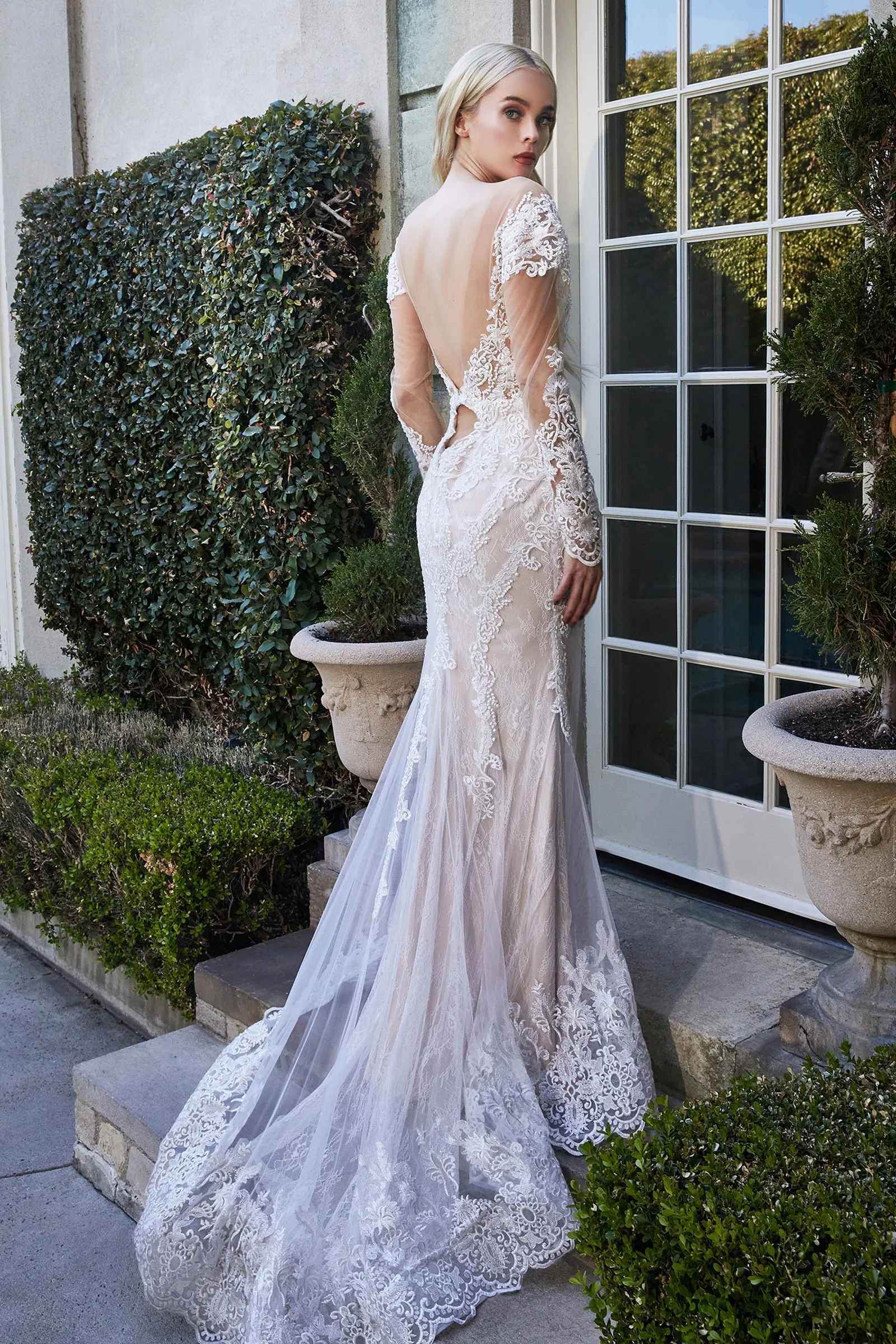 CINDERELLA DIVINE A1022 Full Length Sleeve Lace Mermaid Bridal Gown sold by The Gown Galleria product image thumbnail 2