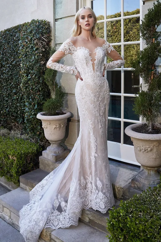CINDERELLA DIVINE A1022 Full Length Sleeve Lace Mermaid Bridal Gown sold by The Gown Galleria