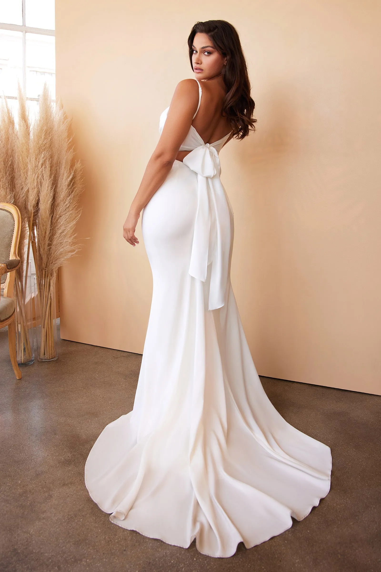 CINDERELLA DIVINE 7487W Cowl Fitted Neckline Satin Bridal Gown sold by The Gown Galleria product image thumbnail 2