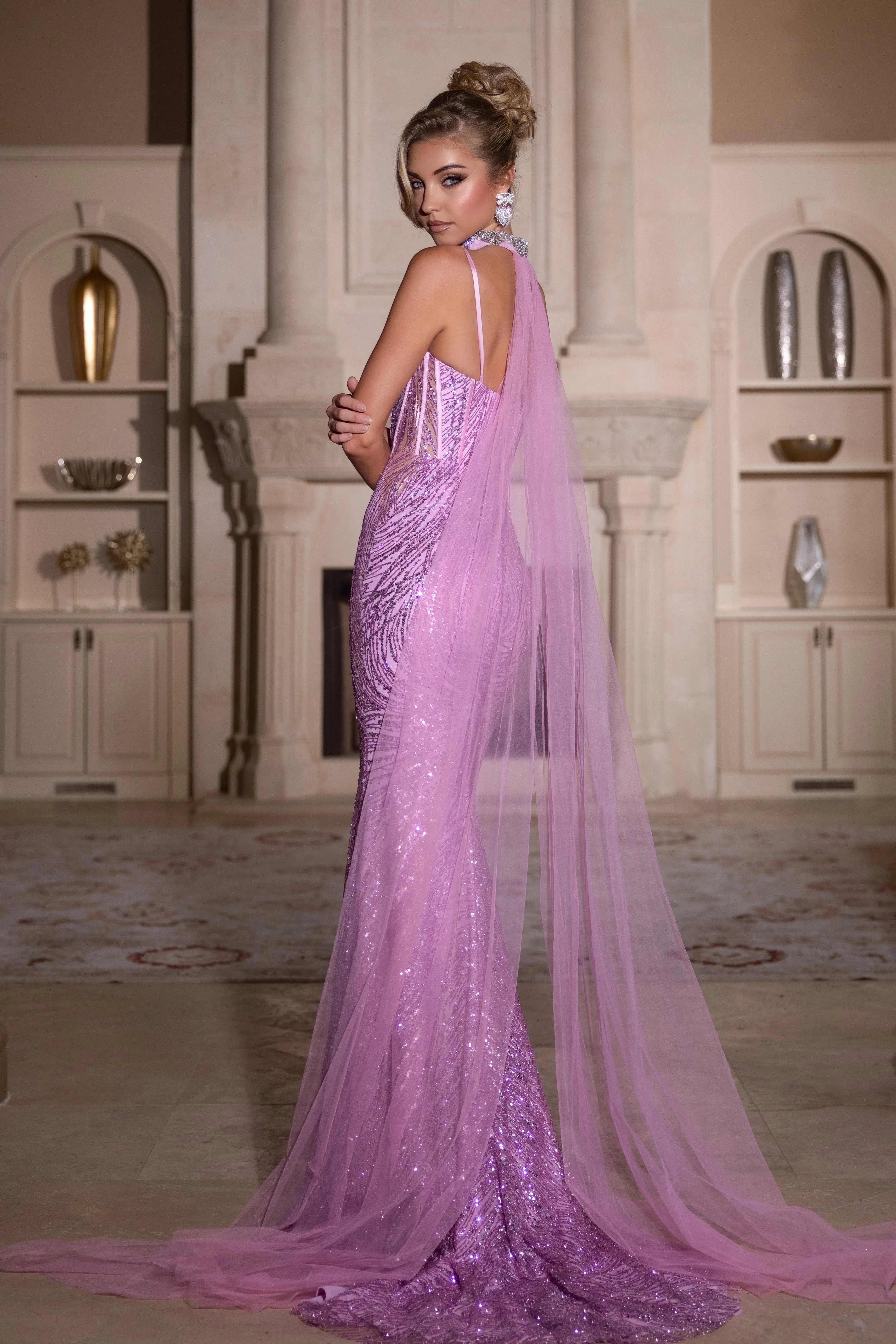 PORTIA & SCARLETT PS25266 Fitted Sequin Gilter Lace Tulle Prom Gown sold by The Gown Galleria product image thumbnail 2