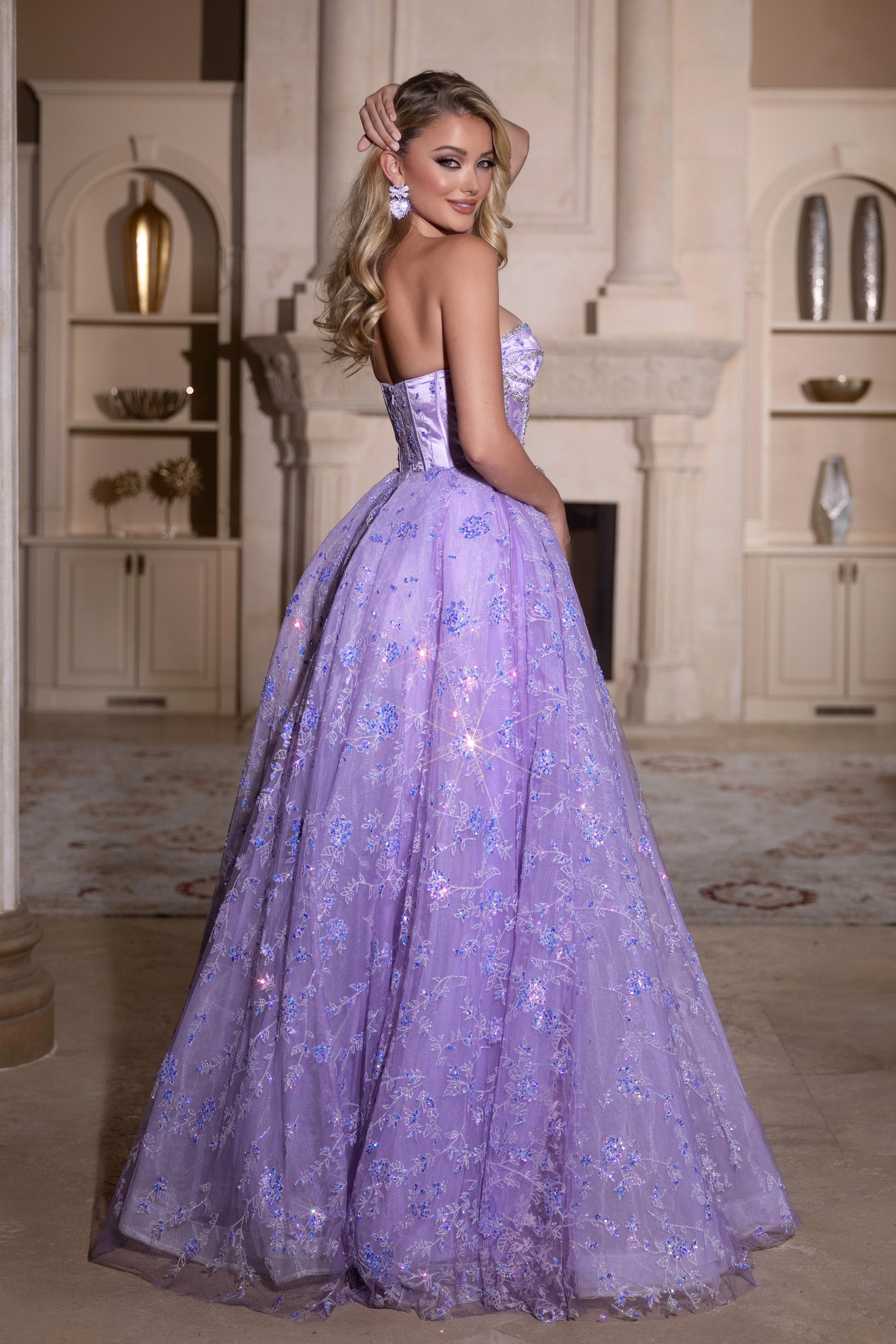 PORTIA & SCARLETT PS25315 A-Line Beaded Glitter Lace Prom Gown sold by The Gown Galleria product image thumbnail 2