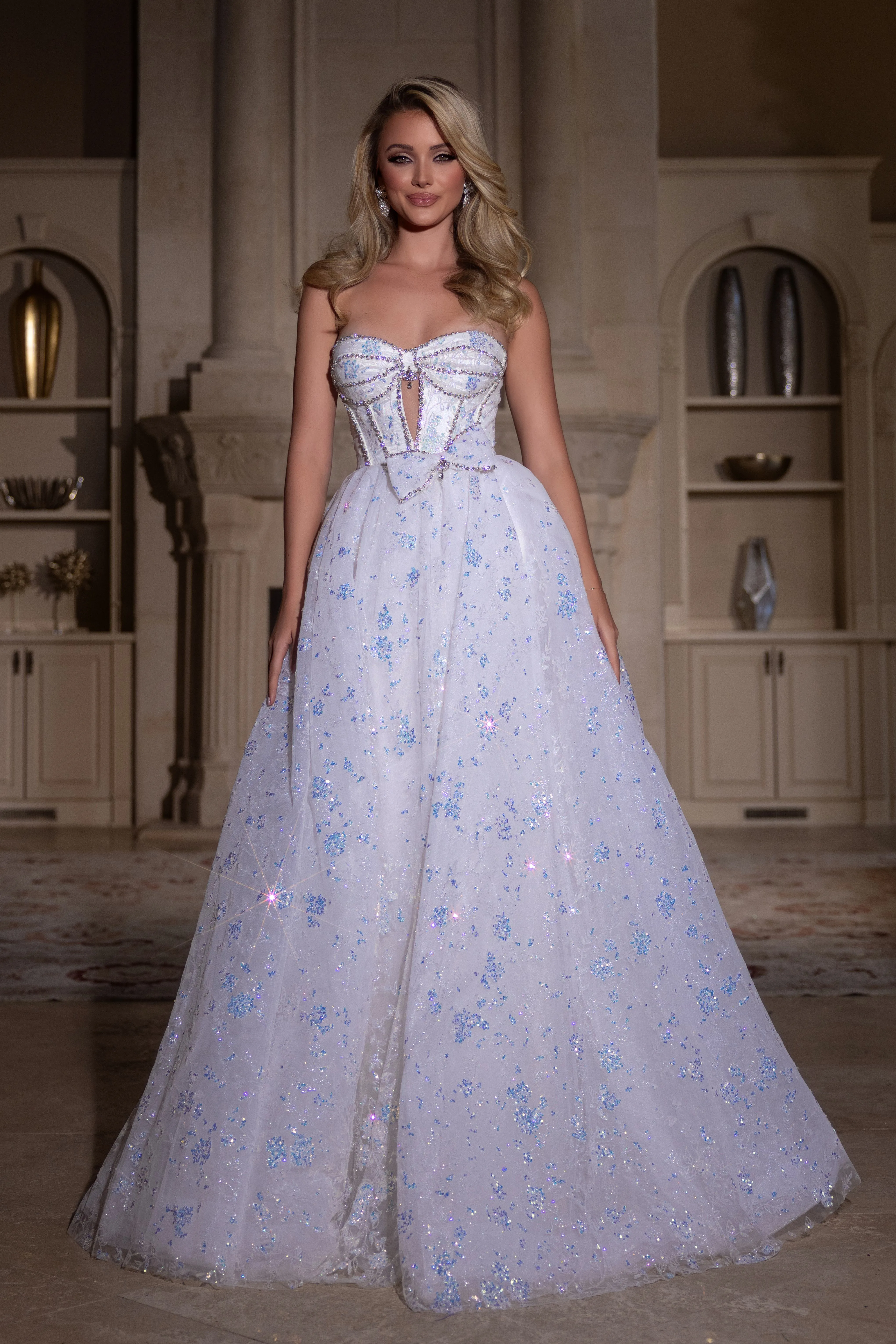 PORTIA & SCARLETT PS25315 A-Line Beaded Glitter Lace Prom Gown sold by The Gown Galleria product image thumbnail 4