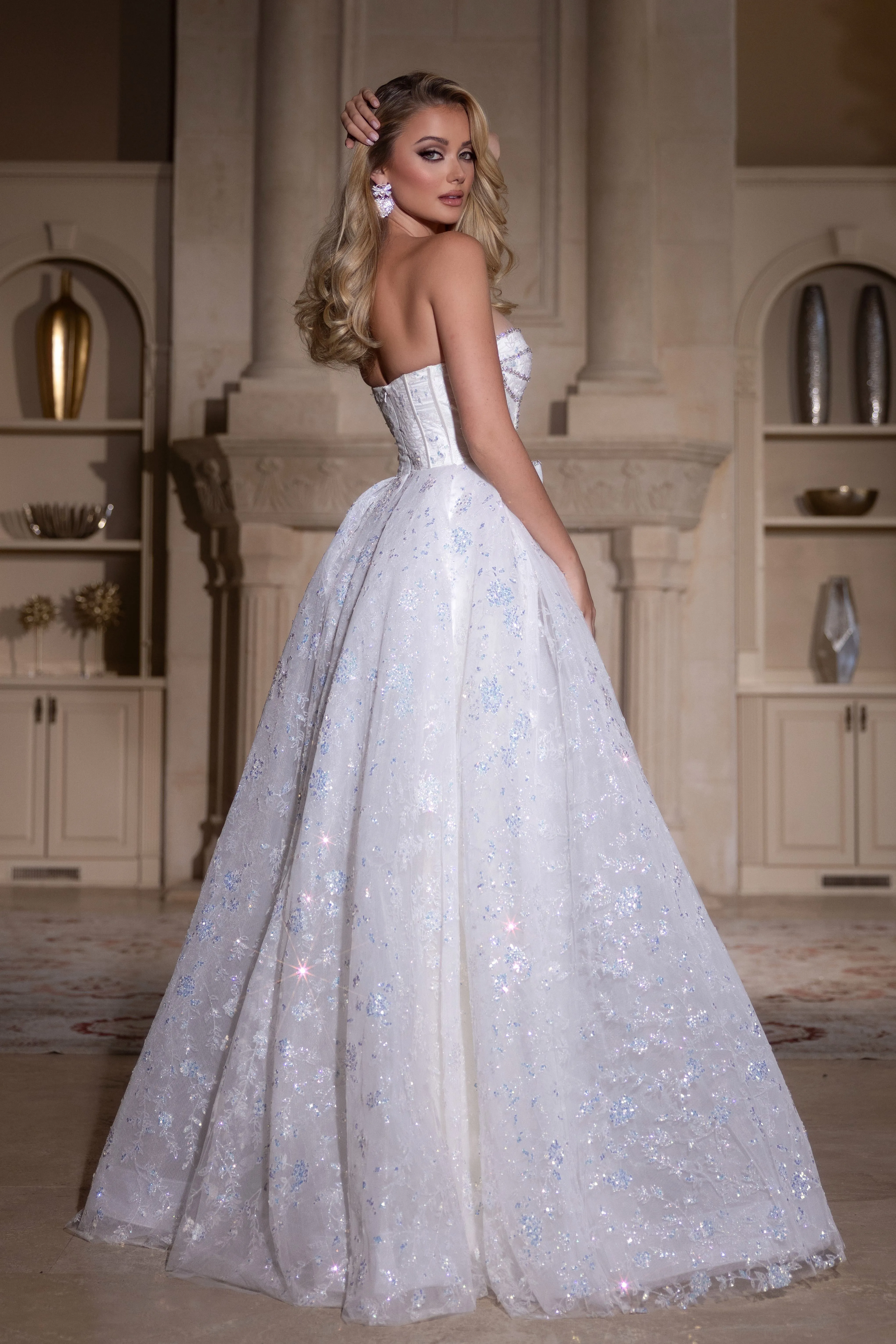 PORTIA & SCARLETT PS25315 A-Line Beaded Glitter Lace Prom Gown sold by The Gown Galleria product image thumbnail 5