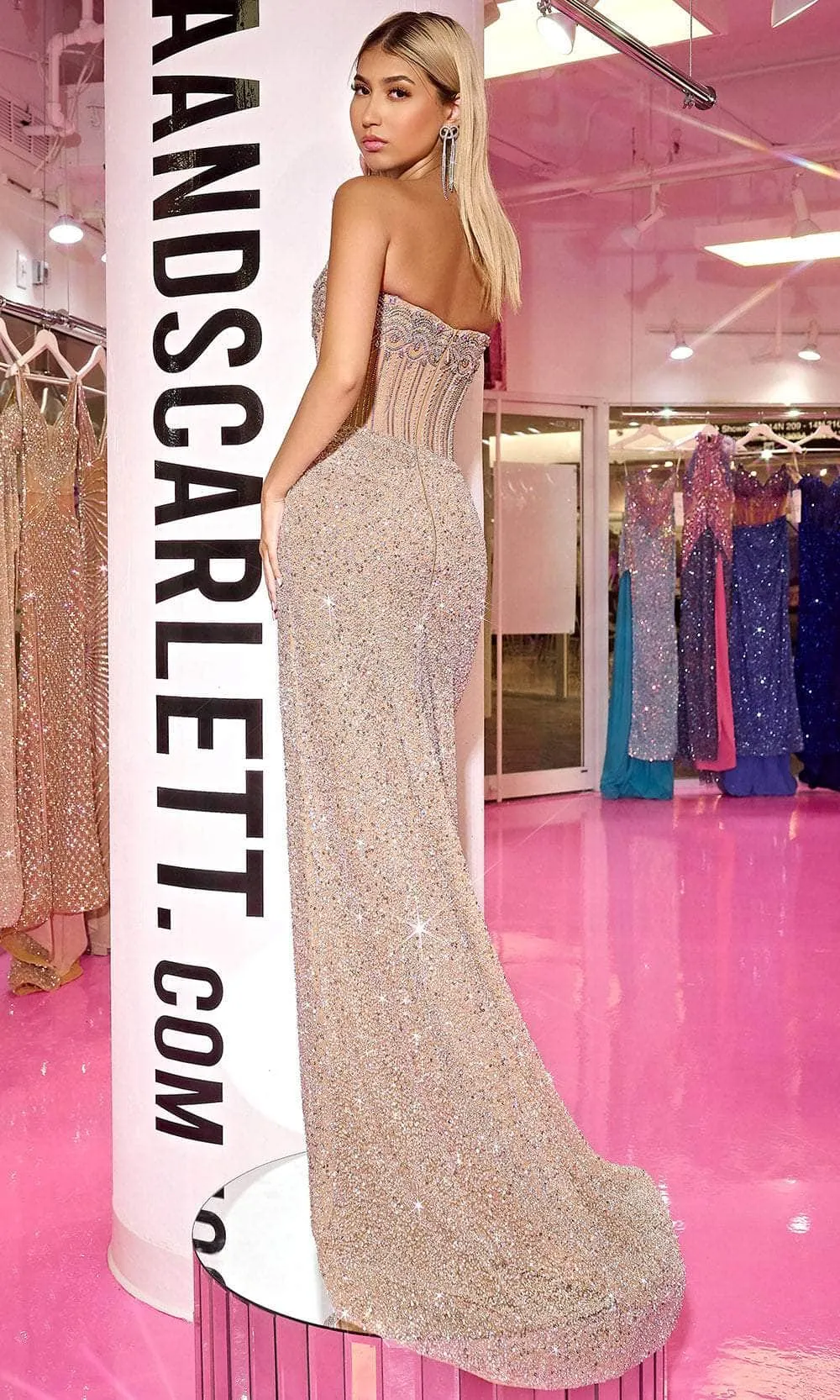 PORTIA & SCARLETT PS24877C Scoop Strapless Corset Beeded Gown sold by The Gown Galleria product image thumbnail 5