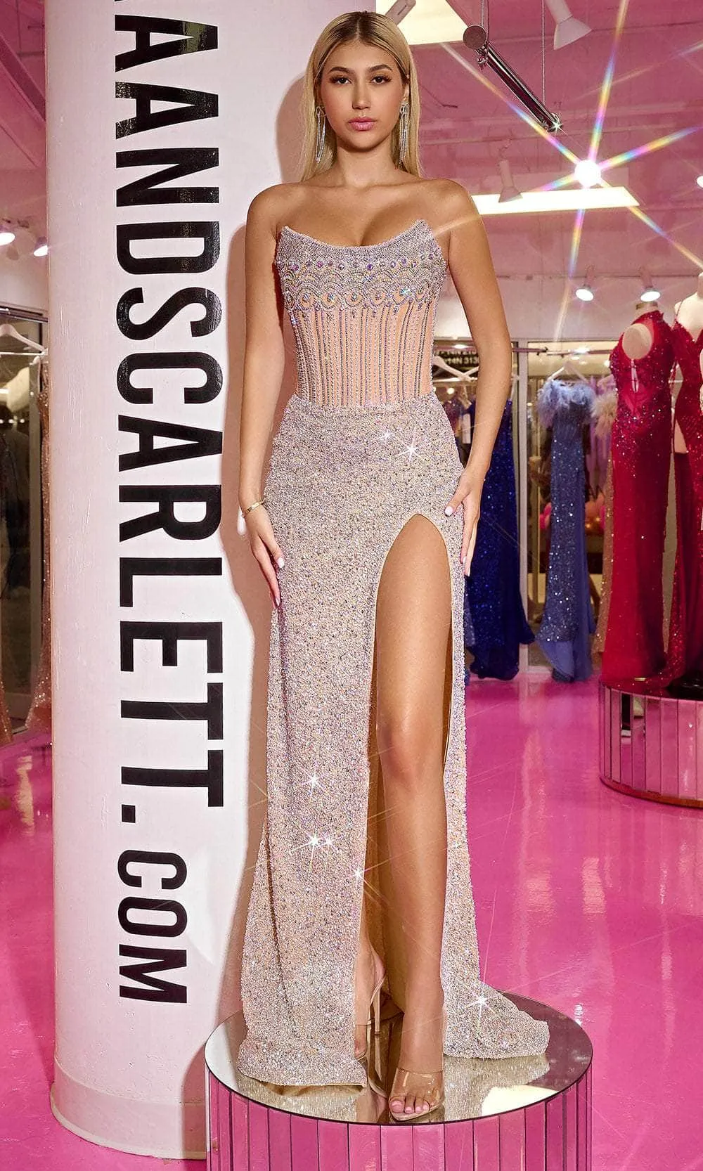 PORTIA & SCARLETT PS24877C Scoop Strapless Corset Beeded Gown sold by The Gown Galleria product image thumbnail 4