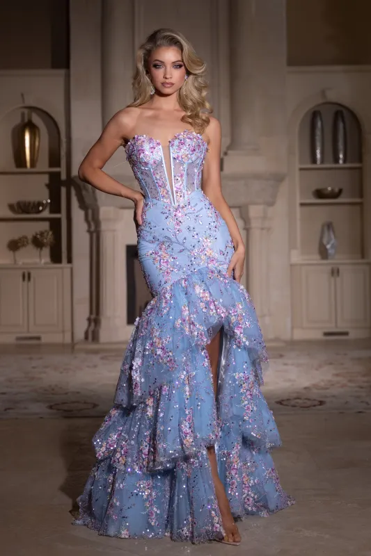 PORTIA & SCARLETT PS25269 3D Floral Plunging Sweetheart Prom Dress sold by The Gown Galleria