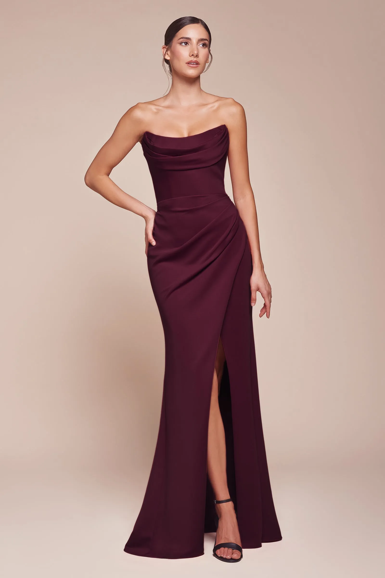 CINDERELLA DIVINE CD355 Strapless Neoprene Fitted Gown sold by The Gown Galleria product image thumbnail 4