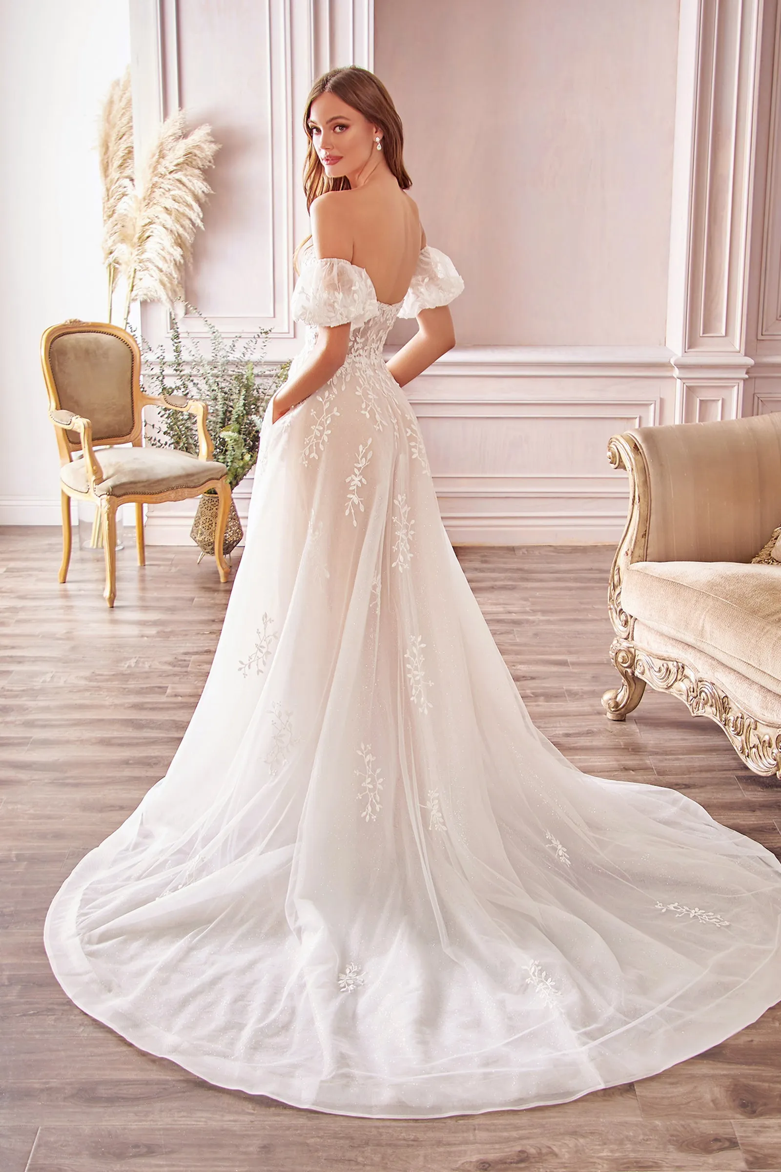 CINDERELLA DIVINE A1014 Off-Shoulder Detachable Puff Sleeves Bridal Gown sold by The Gown Galleria product image thumbnail 2