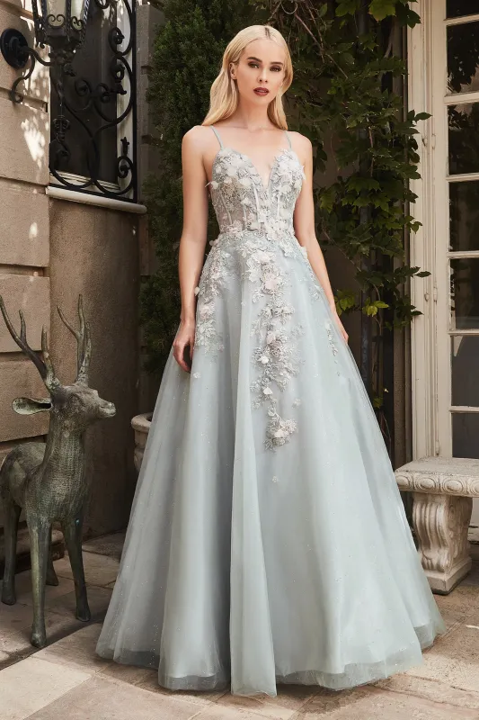 ANDREA & LEO A1040 Floral Embroidered Tulle A Line Dress sold by The Gown Galleria