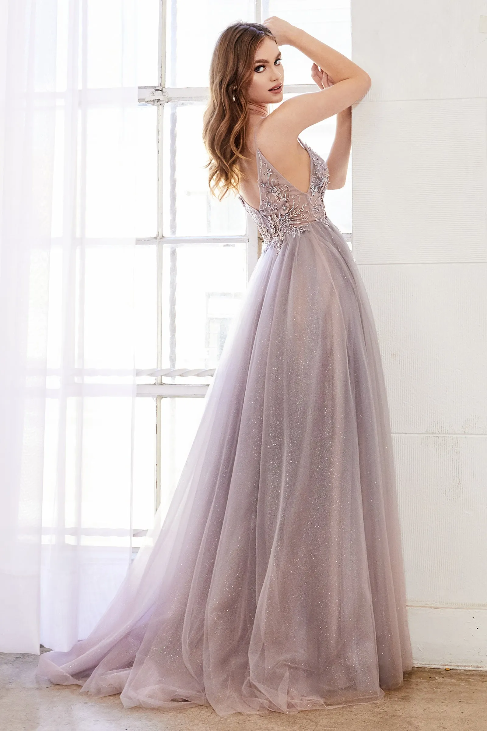 ANDREA & LEO A0850 Beaded Bodice Ombre Tulle A-Line Slit Dress sold by The Gown Galleria product image thumbnail 2