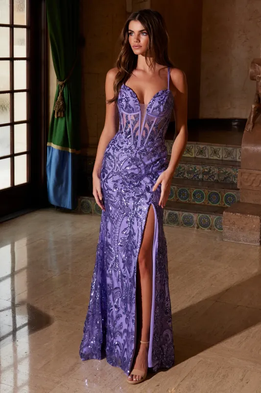 NOX ANABEL A1583 Long Sequin Double Spaghetti Straps Dress sold by The Gown Galleria