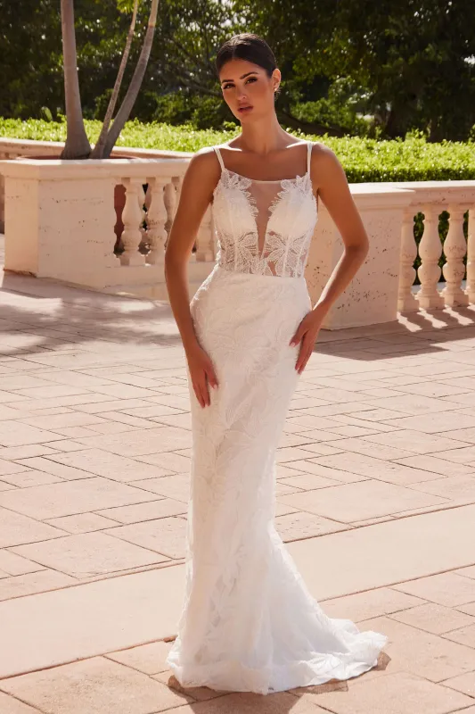 NOX ANABEL C1628W Detachable Skirt Beaded Long Wedding Dress sold by The Gown Galleria