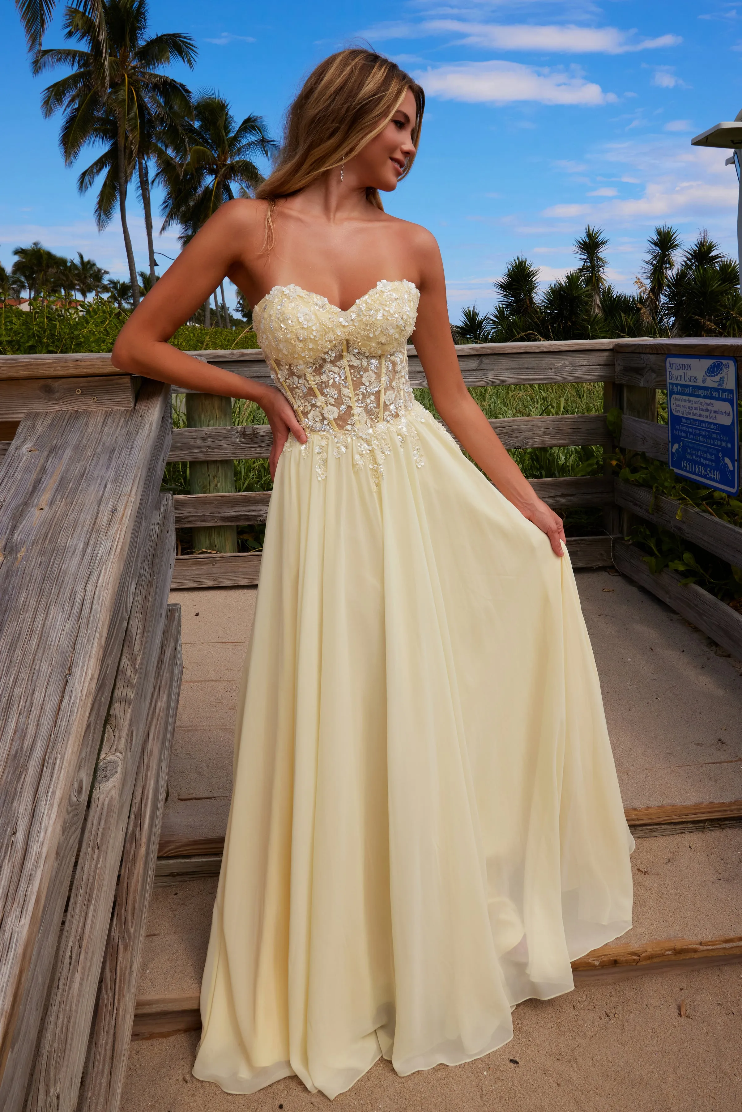 NOX ANABEL C1617 Chiffon Skirt Flower Applique Dress sold by The Gown Galleria product image thumbnail 3