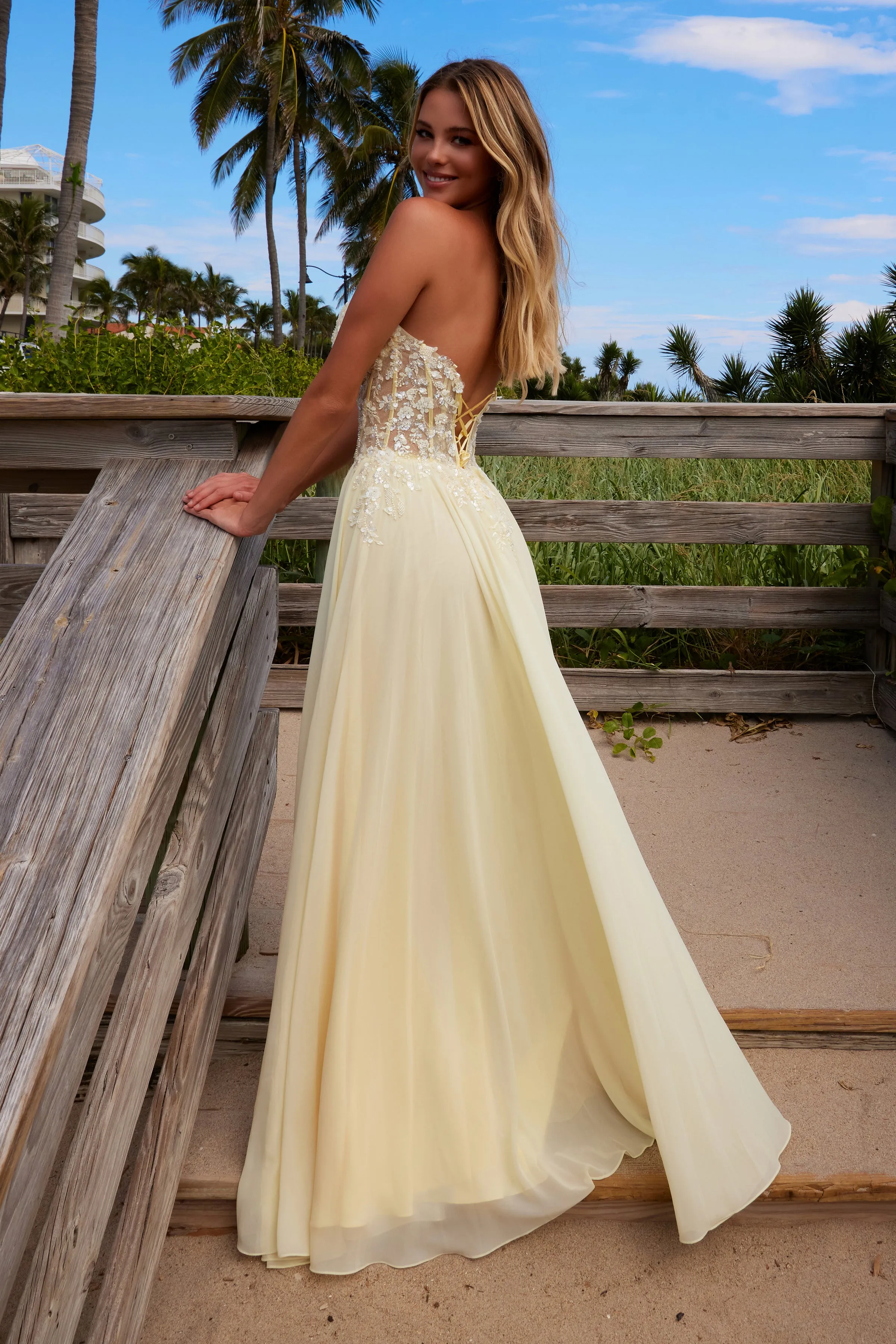 NOX ANABEL C1617 Chiffon Skirt Flower Applique Dress sold by The Gown Galleria product image thumbnail 2