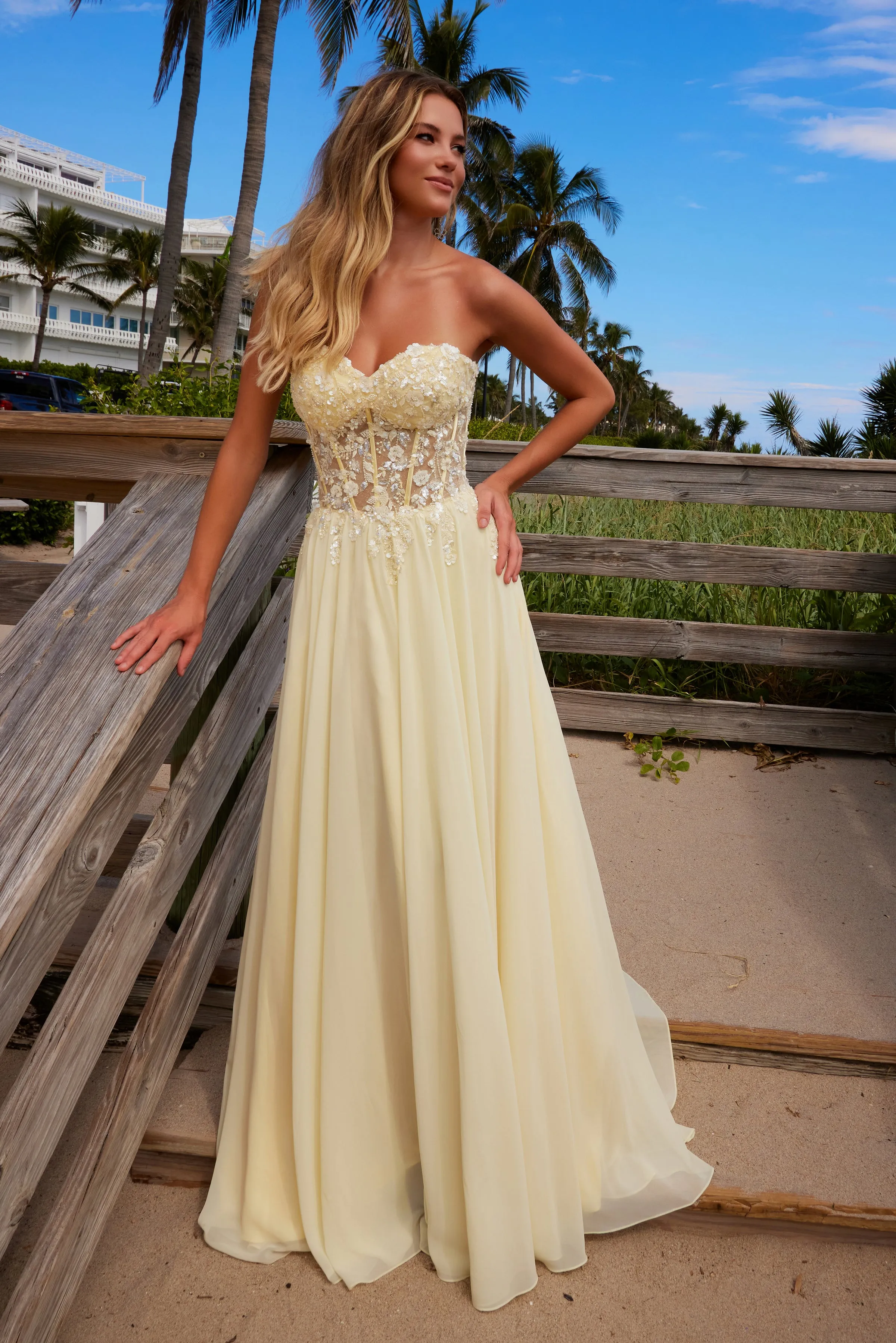 NOX ANABEL C1617 Chiffon Skirt Flower Applique Dress sold by The Gown Galleria product image thumbnail 4
