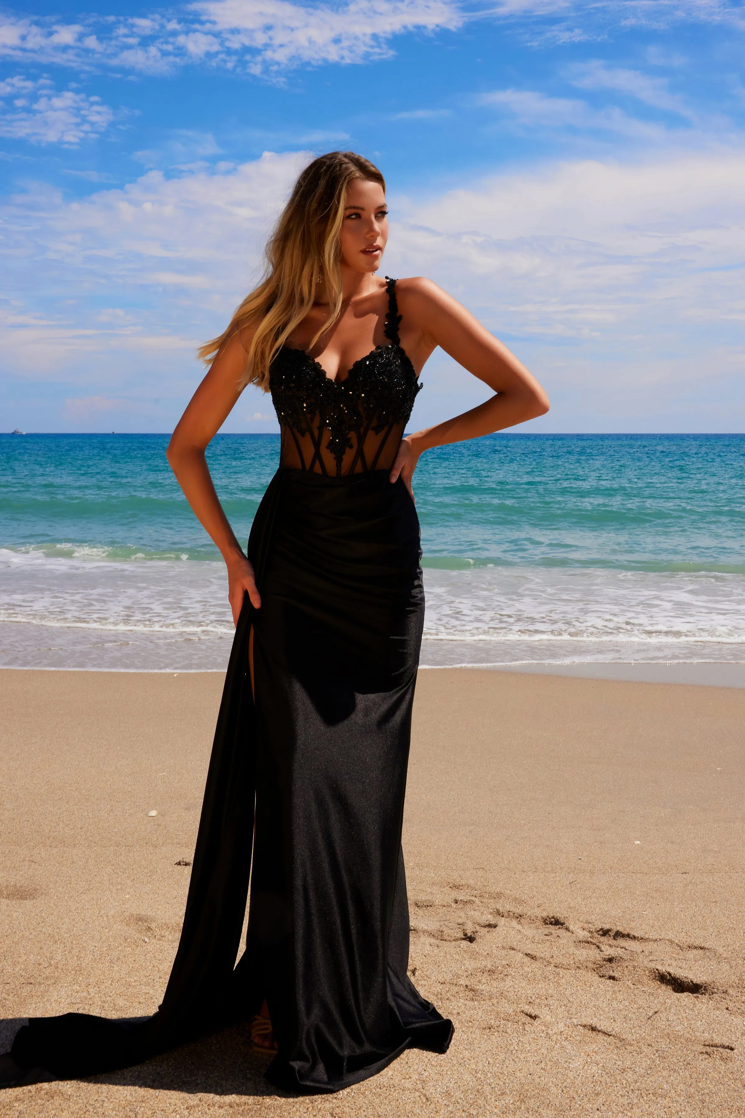 NOX ANABEL E1711 Sweetheart Neckline Elegant Long Satin Dress sold by The Gown Galleria product image thumbnail 4