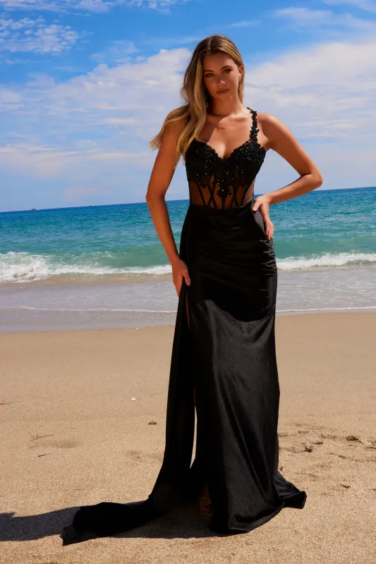 NOX ANABEL E1711 Sweetheart Neckline Elegant Long Satin Dress sold by The Gown Galleria