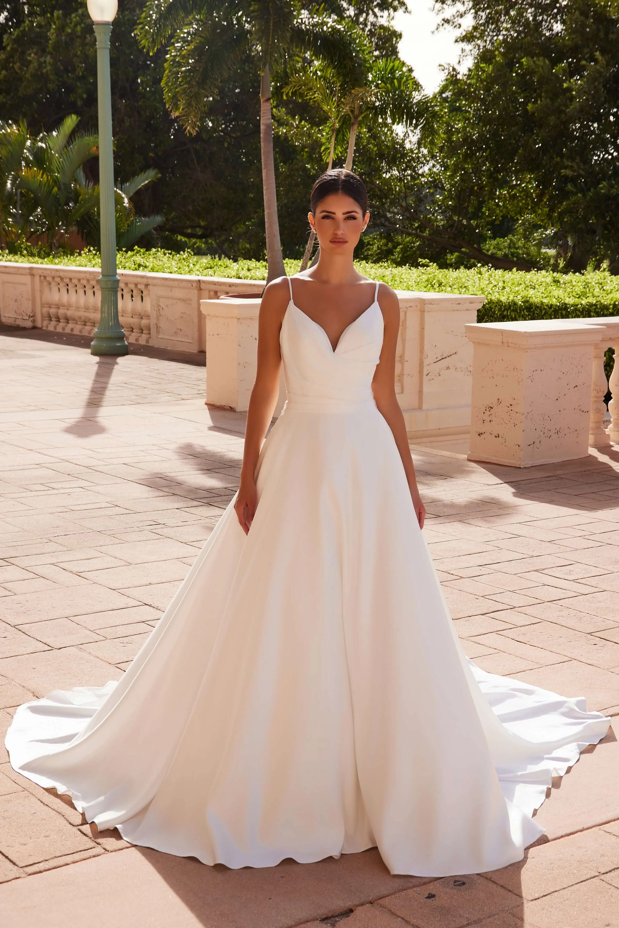 NOX ANABEL JE1015 Satin V-Neck Spaghetti Straps Wedding Dress sold by The Gown Galleria