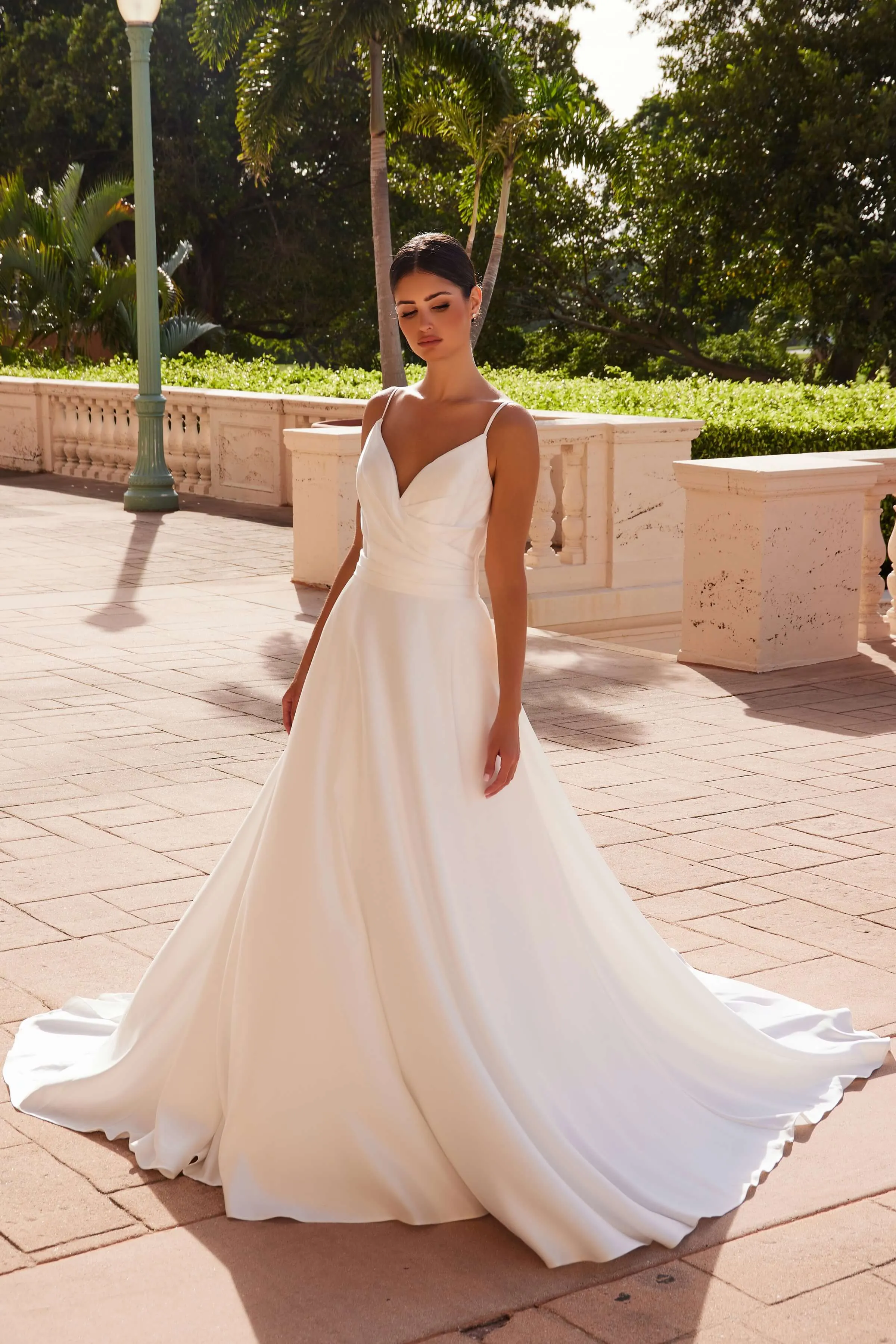 NOX ANABEL JE1015 Satin V-Neck Spaghetti Straps Wedding Dress sold by The Gown Galleria product image thumbnail 2