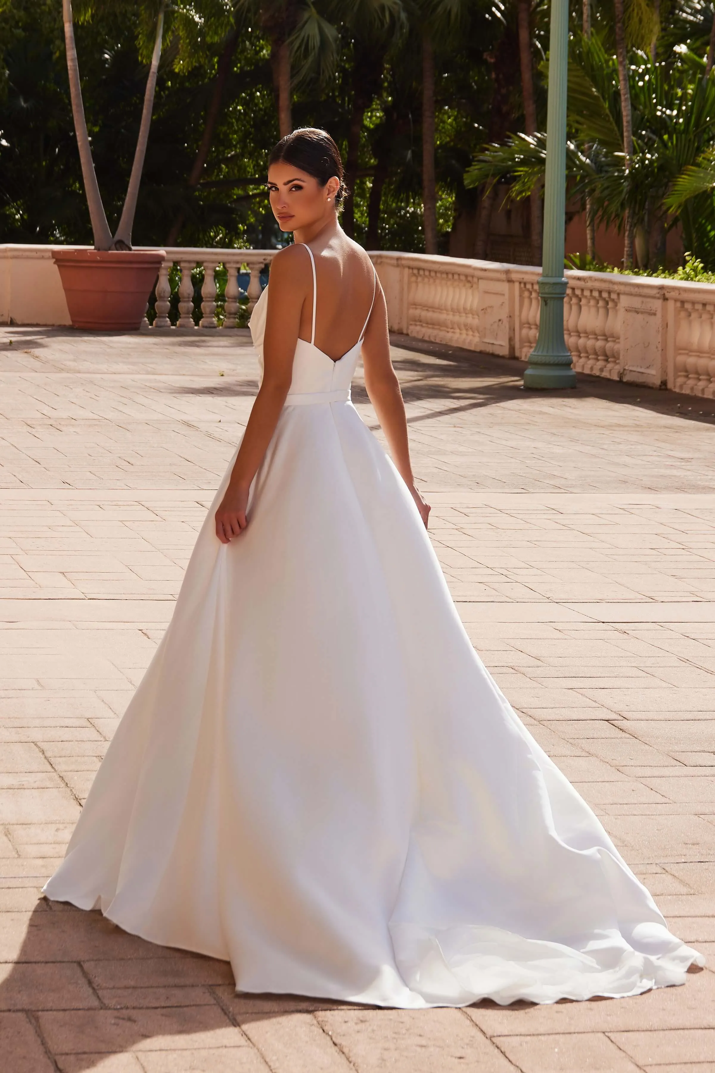 NOX ANABEL JE1015 Satin V-Neck Spaghetti Straps Wedding Dress sold by The Gown Galleria product image thumbnail 3