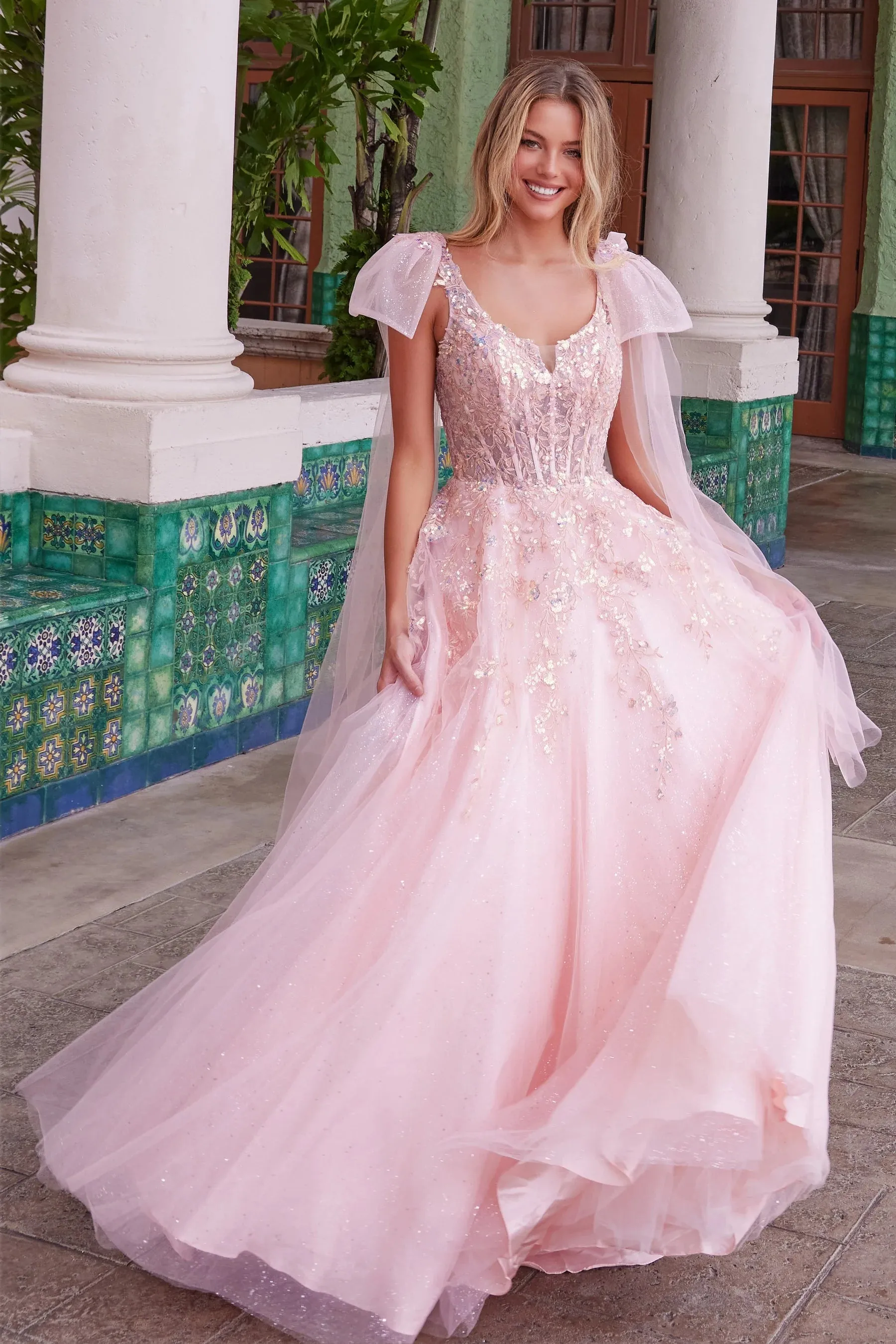 NOX ANABEL H1680 Sheer Boned Waistline Applique Dress sold by The Gown Galleria product image thumbnail 3