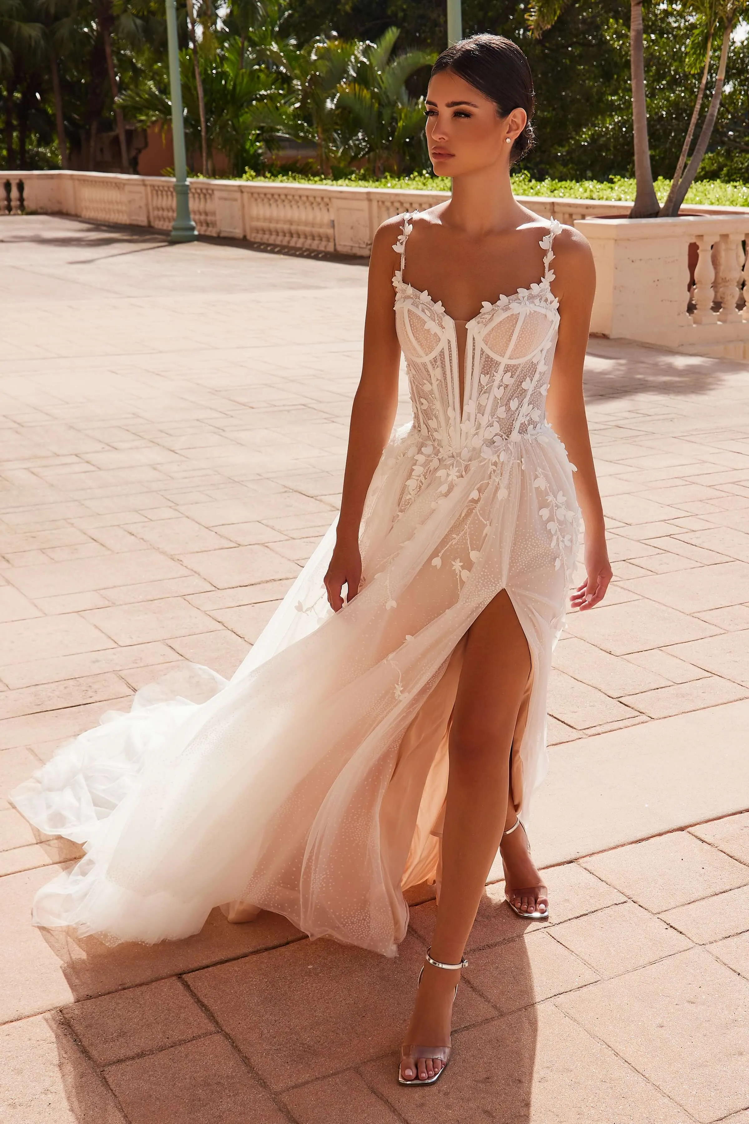 NOX ANABEL JE1026L A-Line Leaf Appliqué Wedding Dress sold by The Gown Galleria product image thumbnail 3