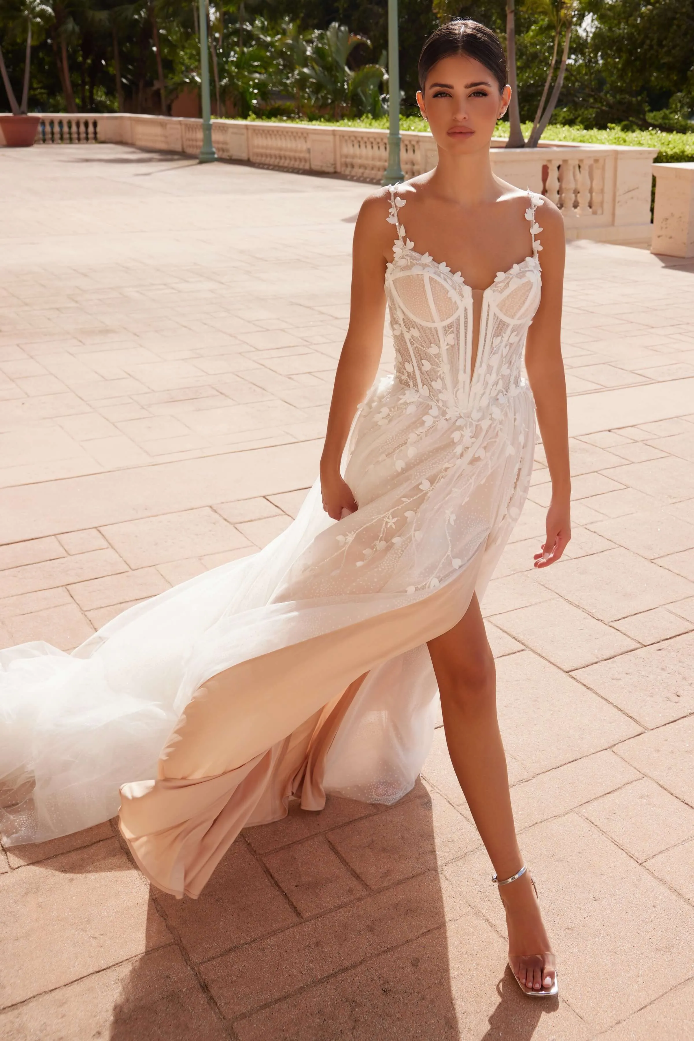 NOX ANABEL JE1026L A-Line Leaf Appliqué Wedding Dress sold by The Gown Galleria product image thumbnail 2