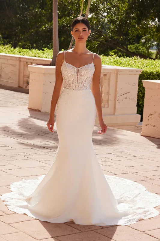 NOX ANABEL JW1036L Fitted Embroidered Mermaid Wedding Gown sold by The Gown Galleria