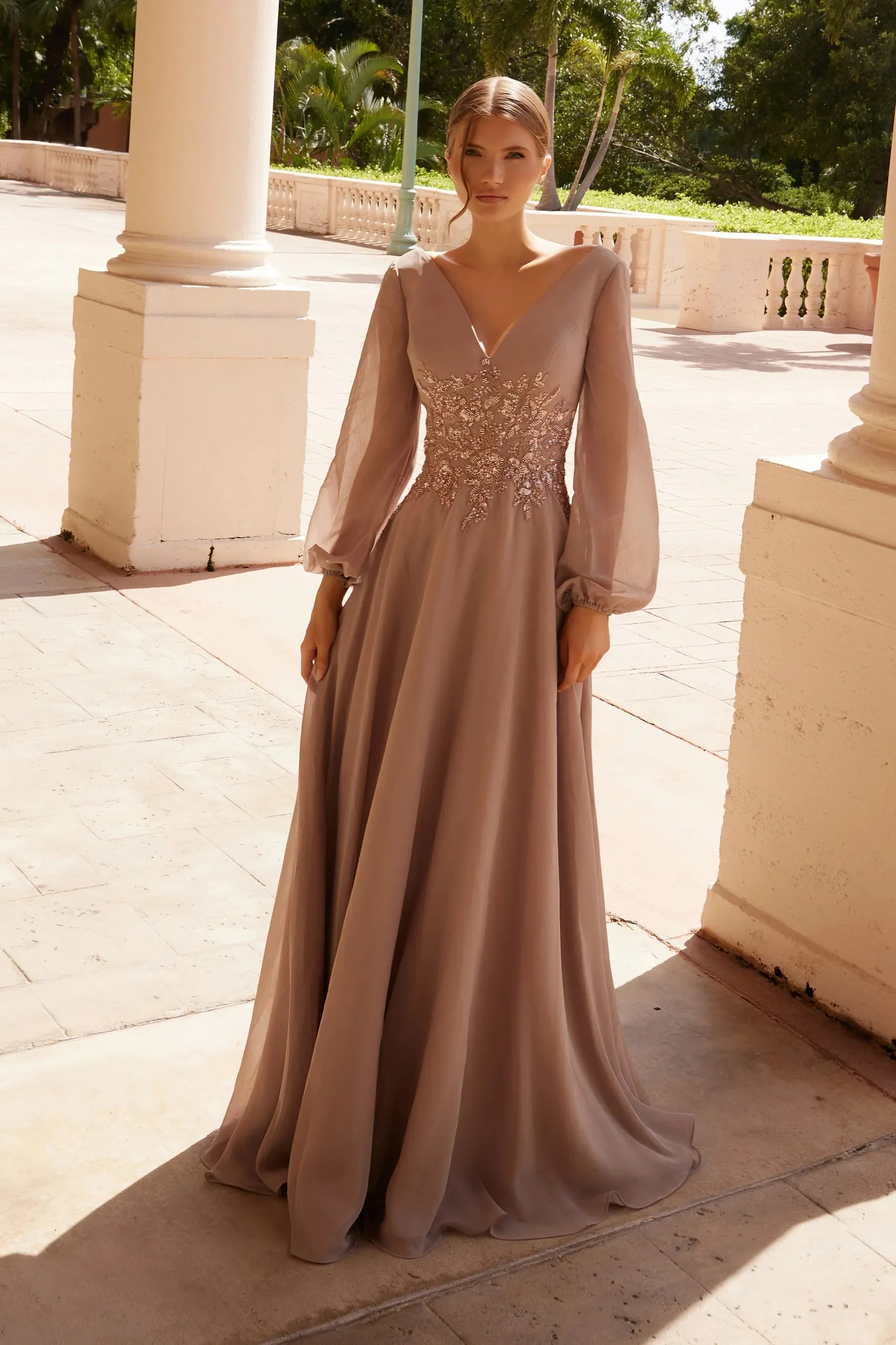 NOX ANABEL ME123 Satin Mother Of The Bride Dress With Long Sleeves sold by The Gown Galleria product image thumbnail 5