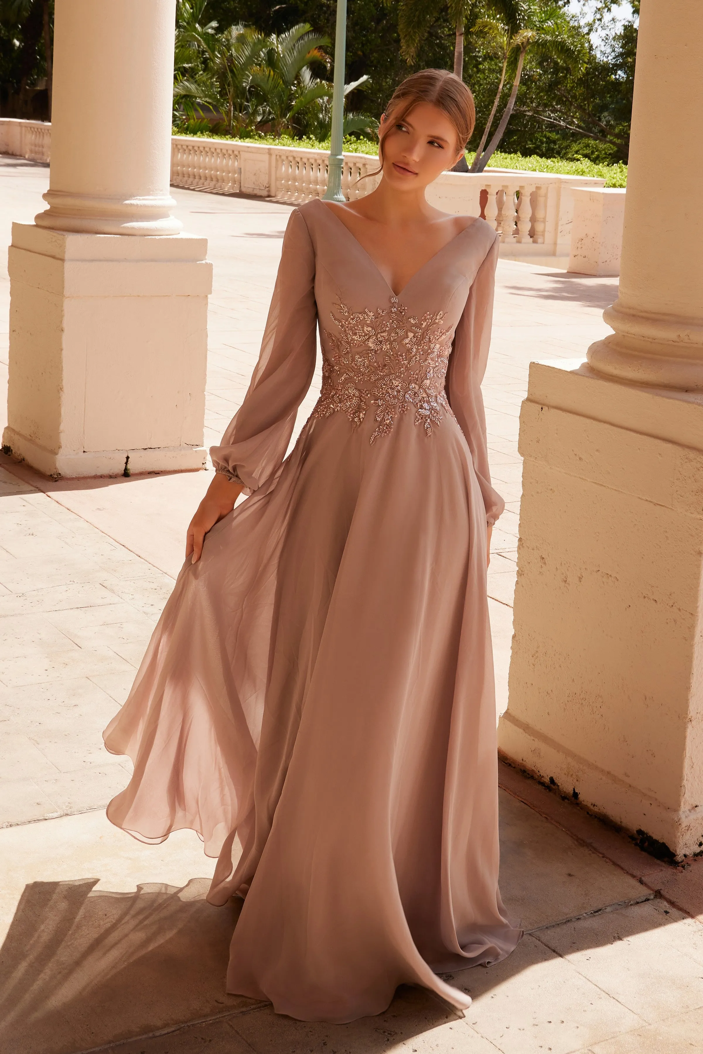 NOX ANABEL ME128 Chiffon Long Sleeve Gown For Mother Of The Bride Dress sold by The Gown Galleria product image thumbnail 3