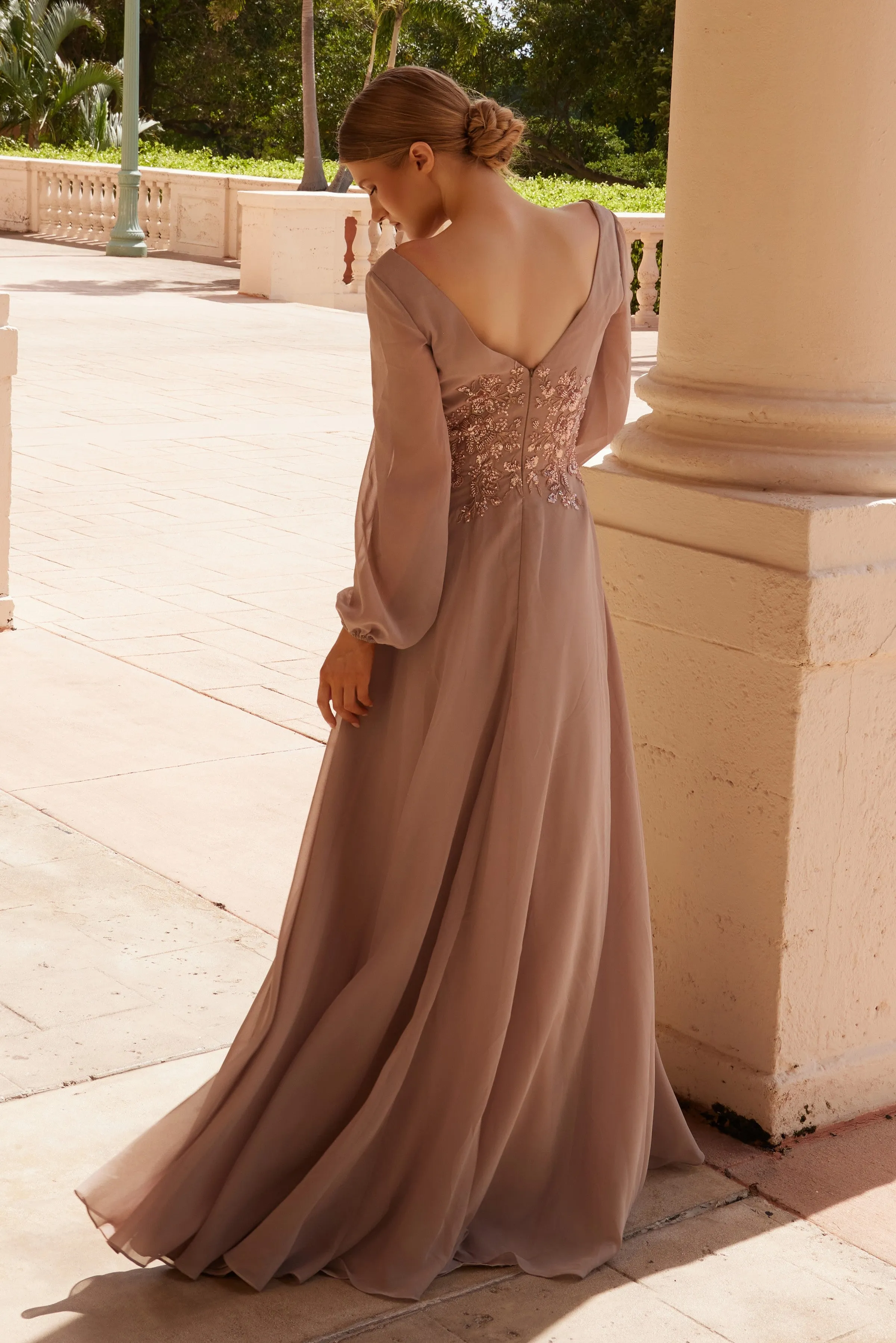 NOX ANABEL ME128 Chiffon Long Sleeve Gown For Mother Of The Bride Dress sold by The Gown Galleria product image thumbnail 2