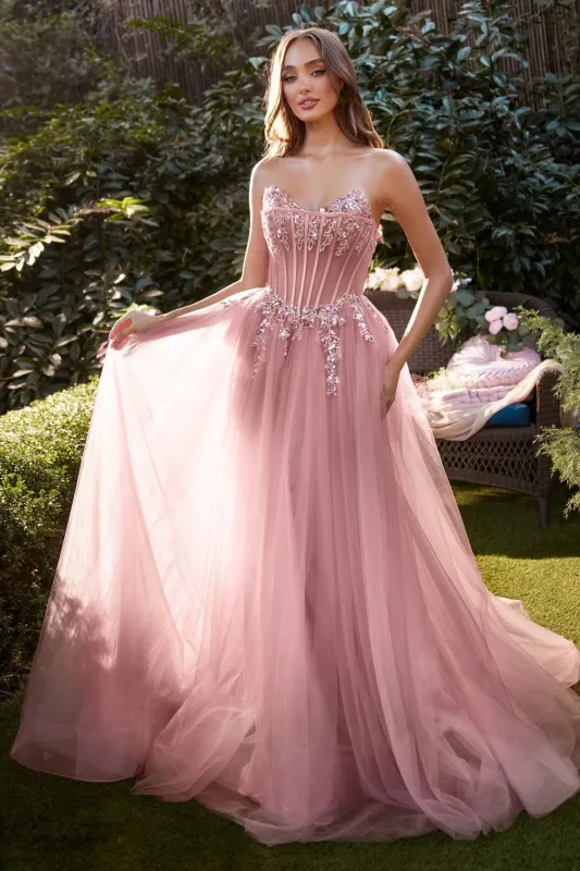 ANDREA & LEO A1267 Strapless A-Line Corset Gown sold by The Gown Galleria