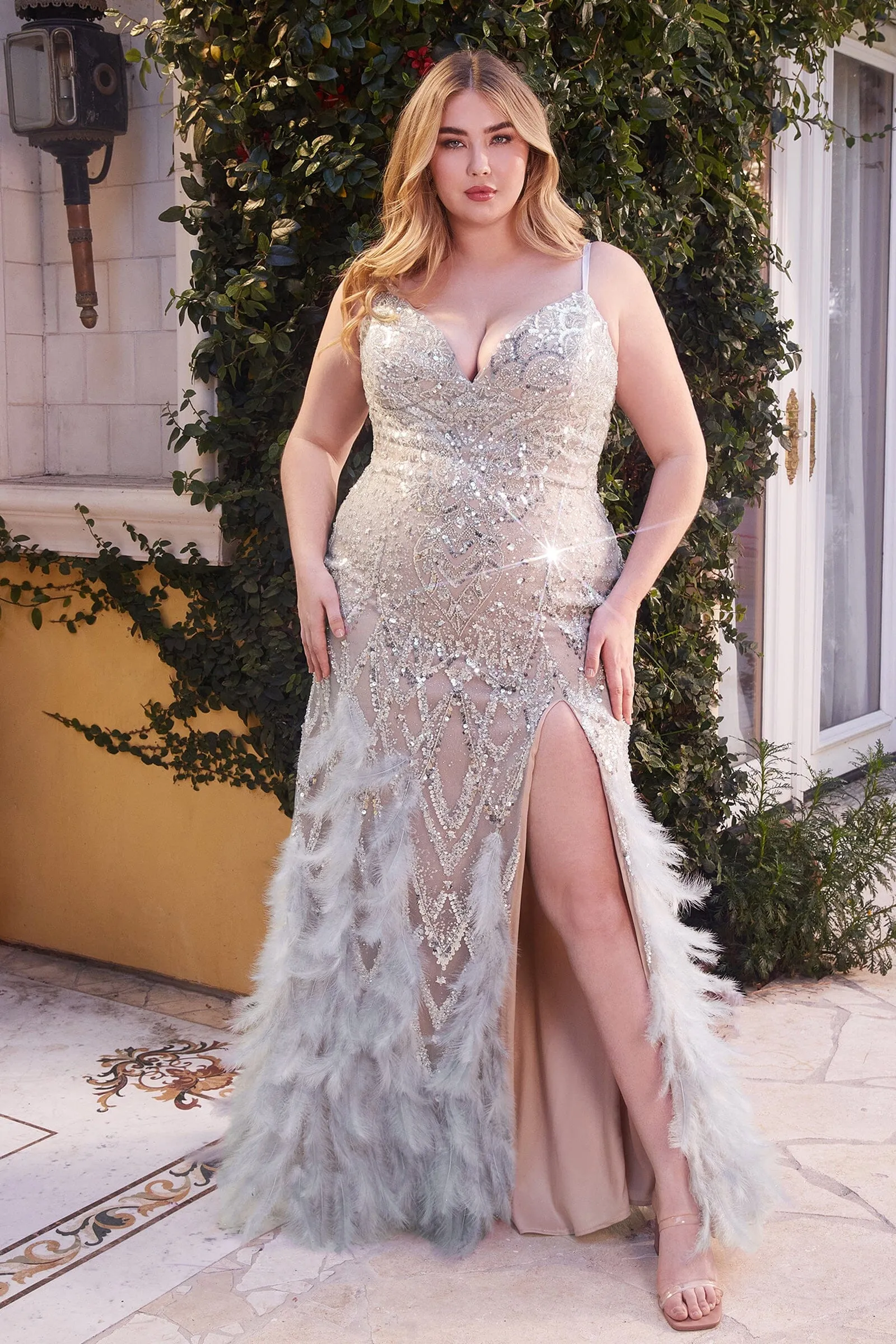 ANDREA & LEO A1229C Beaded Mermaid Gown With Feather Details sold by The Gown Galleria product image thumbnail 4