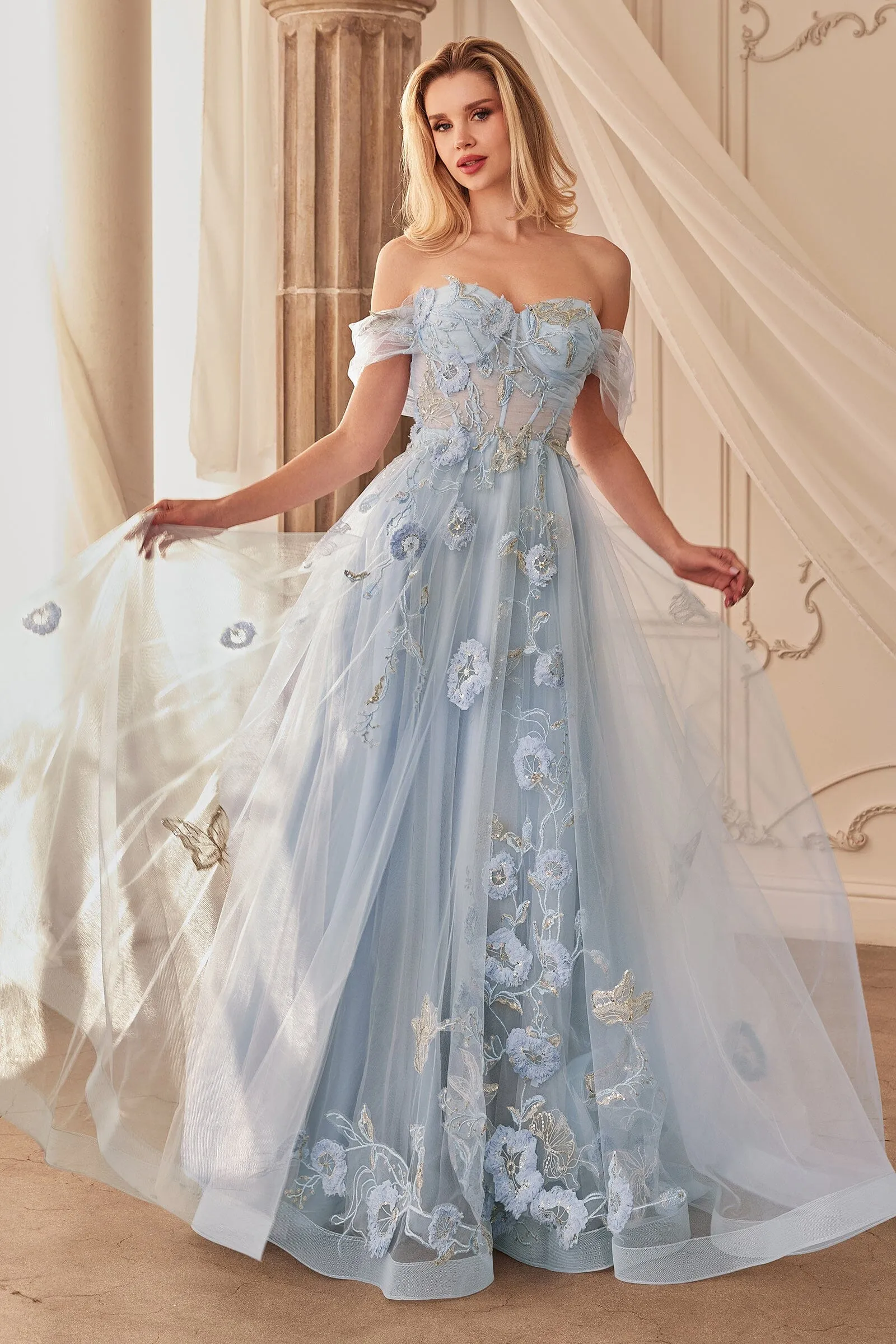 ANDREA & LEO A1246 Off The Shoulder Floral Applique Ball Gown sold by The Gown Galleria product image thumbnail 4