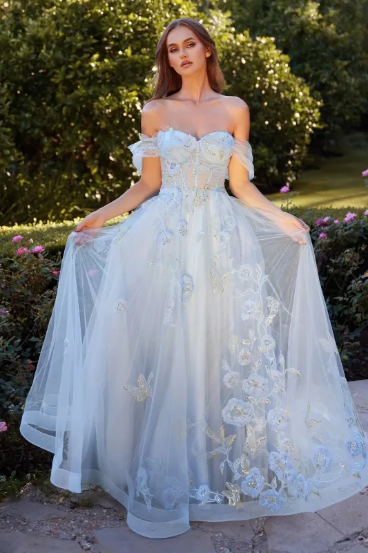 ANDREA & LEO A1246 Off The Shoulder Floral Applique Ball Gown sold by The Gown Galleria