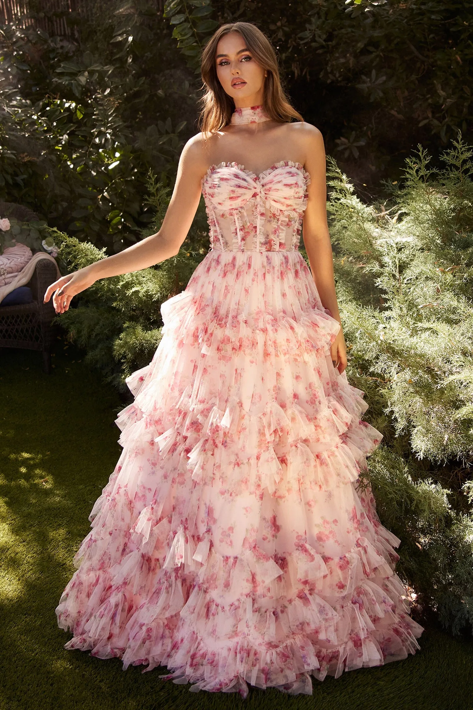 ANDREA & LEO A1334 Floral Printed Strapless Dress sold by The Gown Galleria product image thumbnail 4
