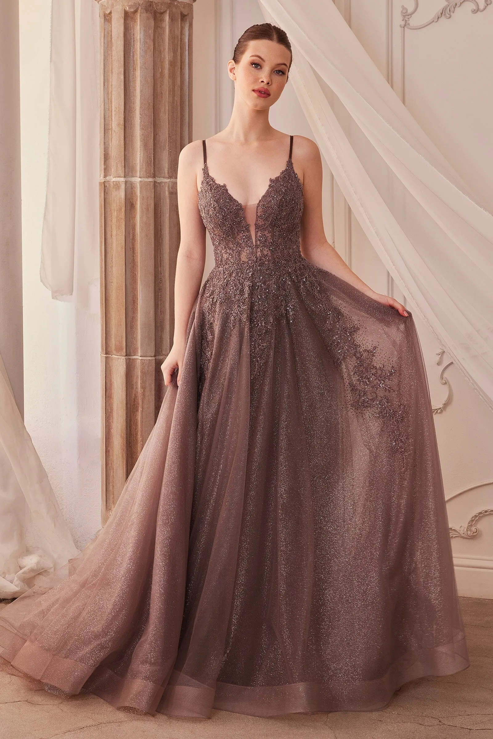 ANDREA & LEO A1261 Lace Embellished A-Line Layered Tulle Gown sold by The Gown Galleria
