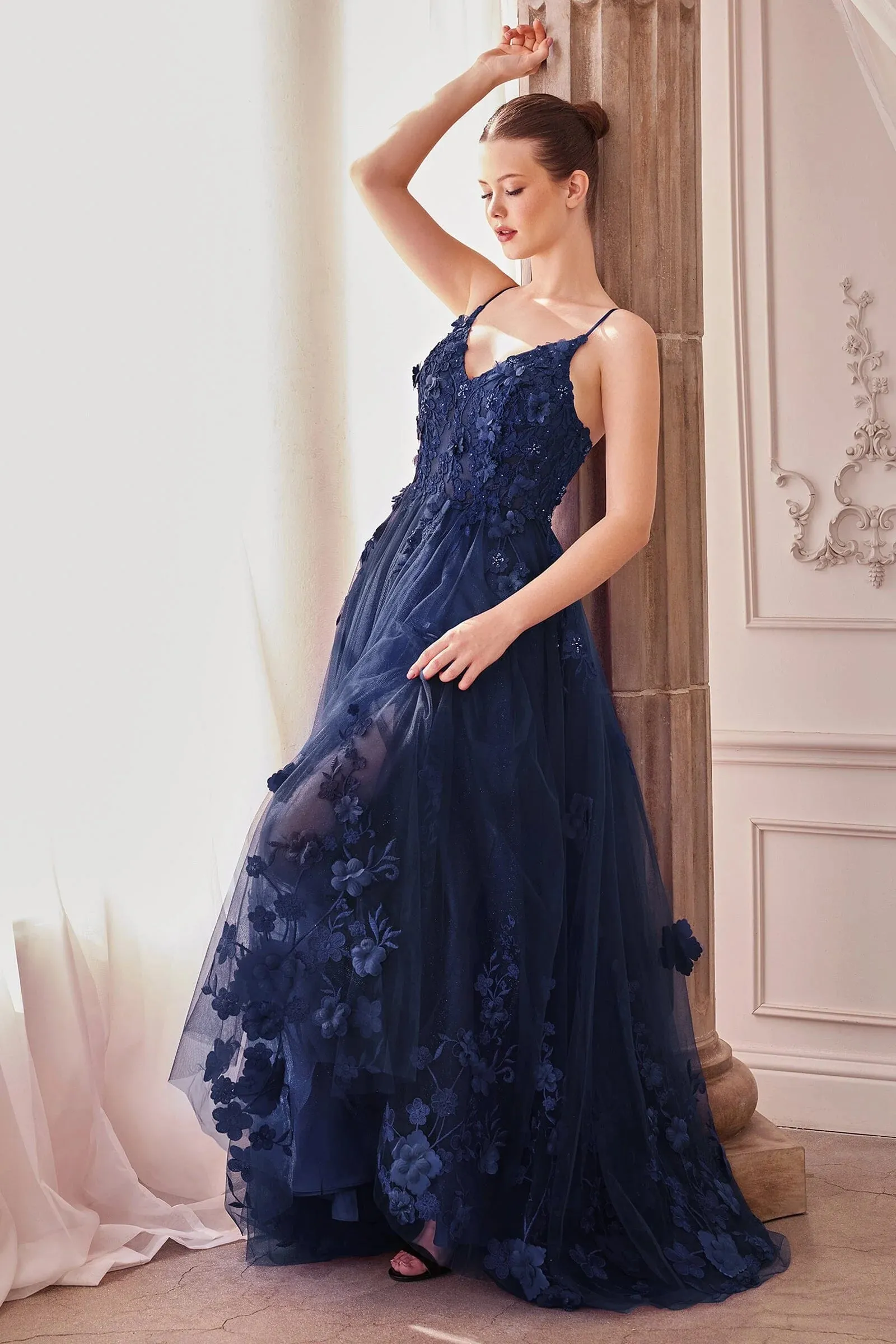 ANDREA & LEO A1326 Tulle A-Line Floral Appliqued Gown sold by The Gown Galleria product image thumbnail 3