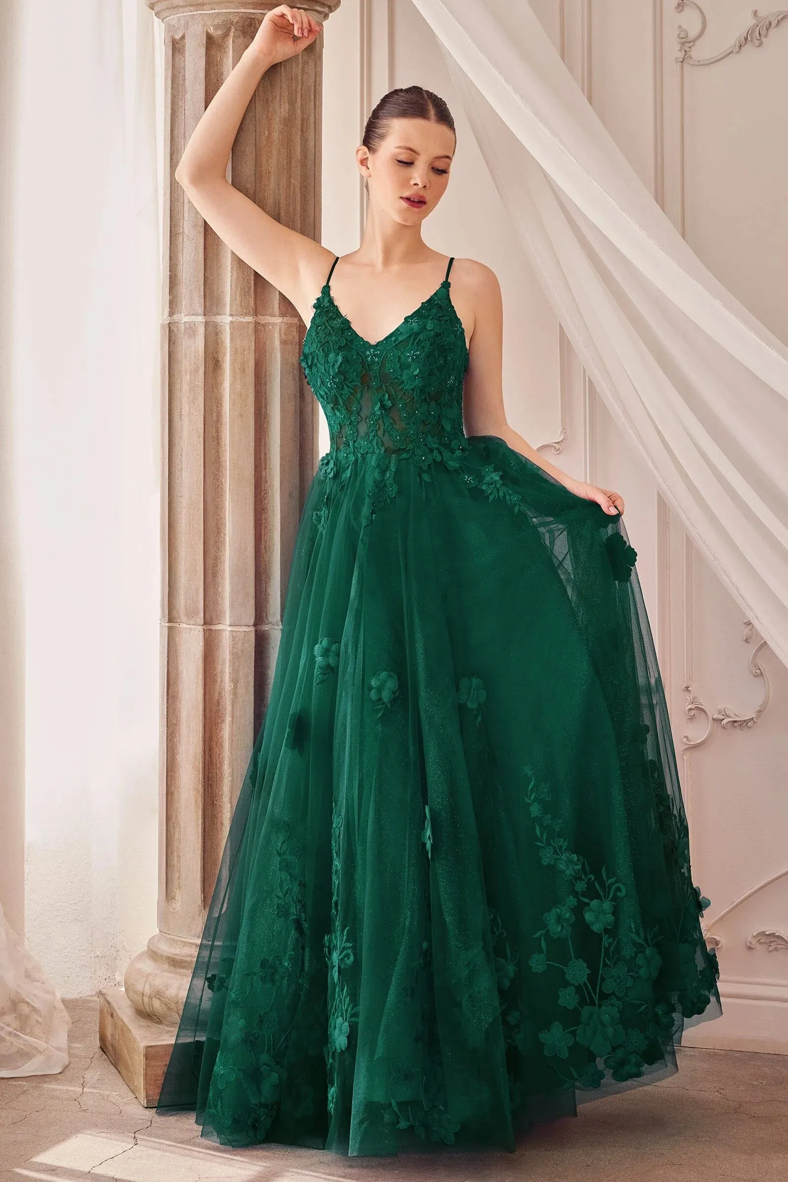 ANDREA & LEO A1326 Tulle A-Line Floral Appliqued Gown sold by The Gown Galleria product image thumbnail 5