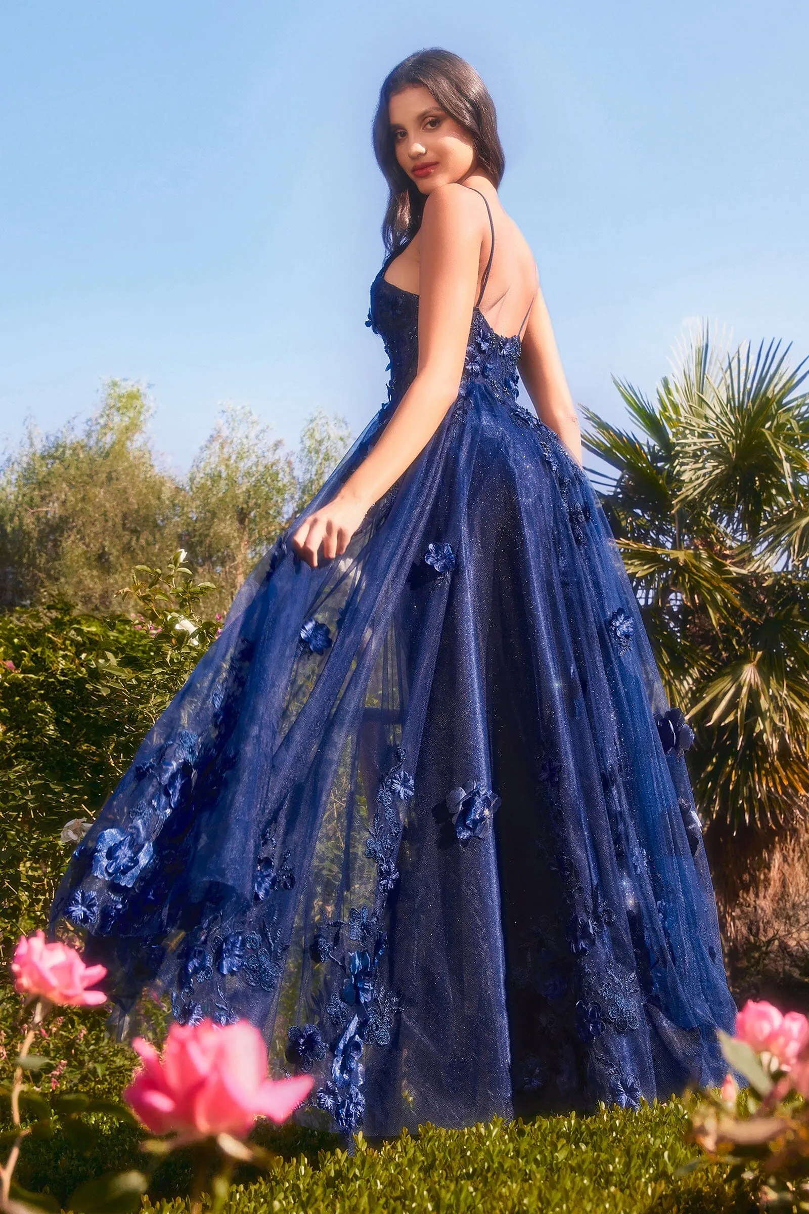 ANDREA & LEO A1326 Tulle A-Line Floral Appliqued Gown sold by The Gown Galleria product image thumbnail 2