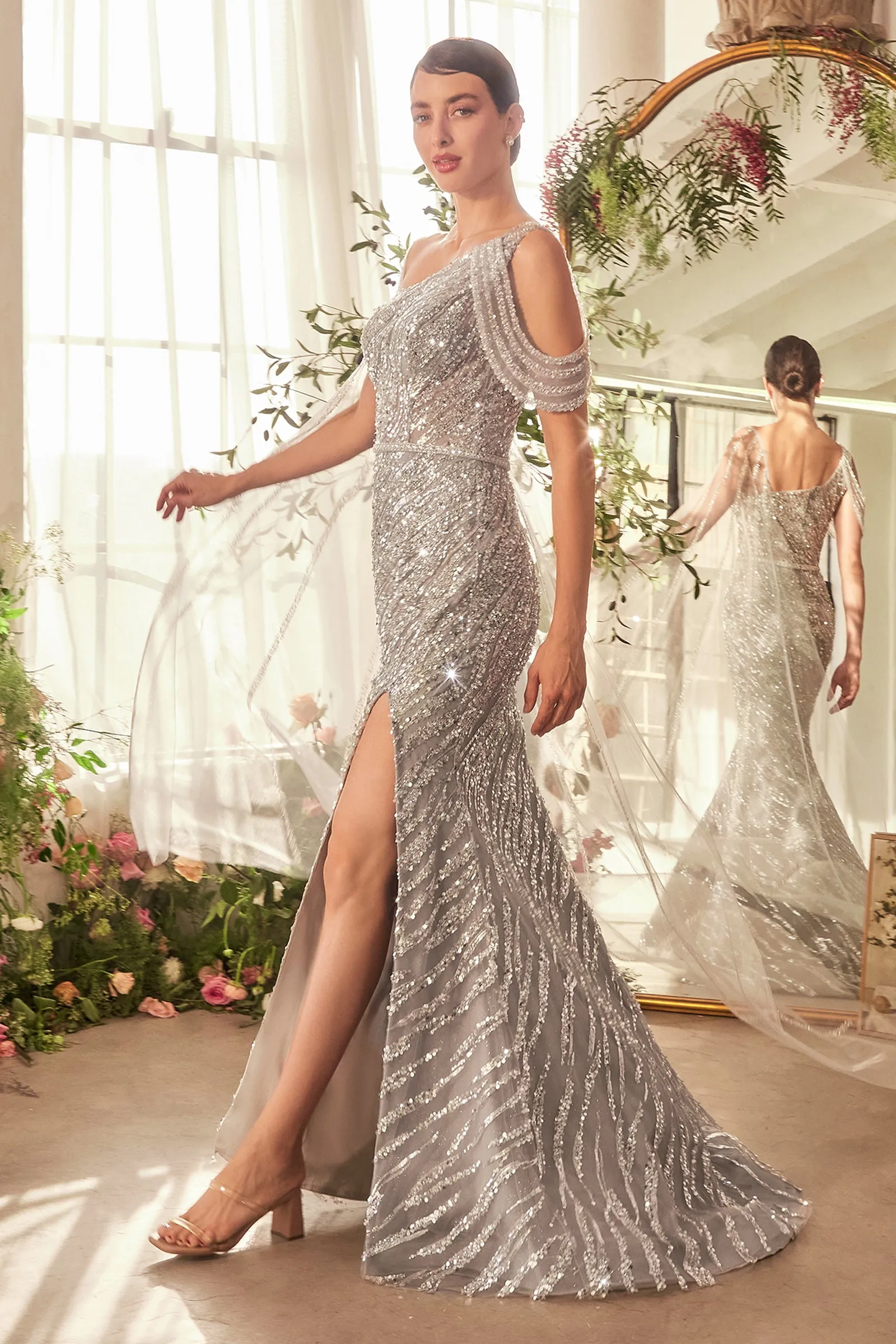 ANDREA & LEO A1370 Glimmering Beaded Sheath Gown sold by The Gown Galleria product image thumbnail 3